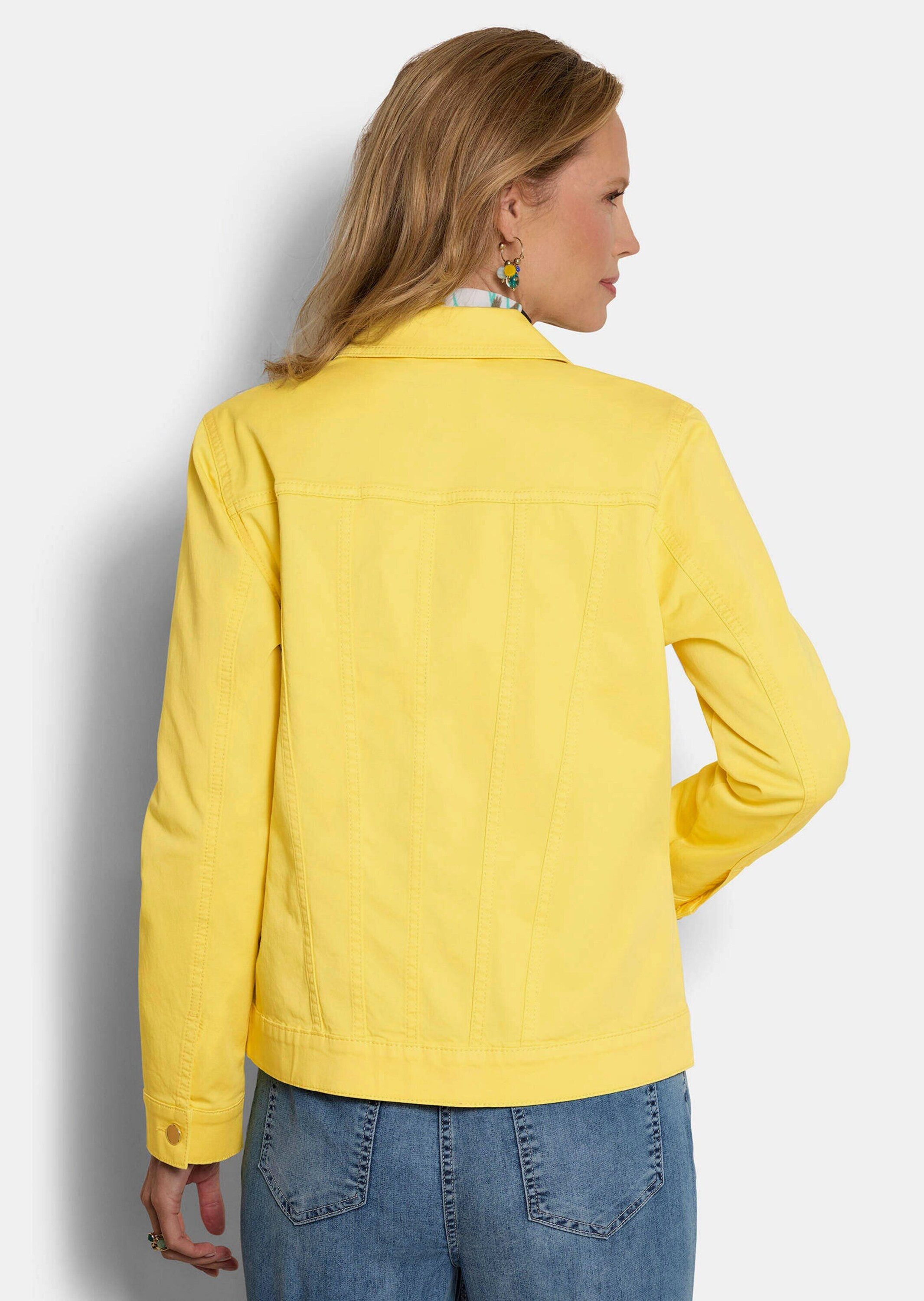 GOLDNER Outdoorjacke Baumwolljacke mit edlen Ziernähten Denimjacke mit Hemdkragen, Knopfleiste, Taschen und Langarm