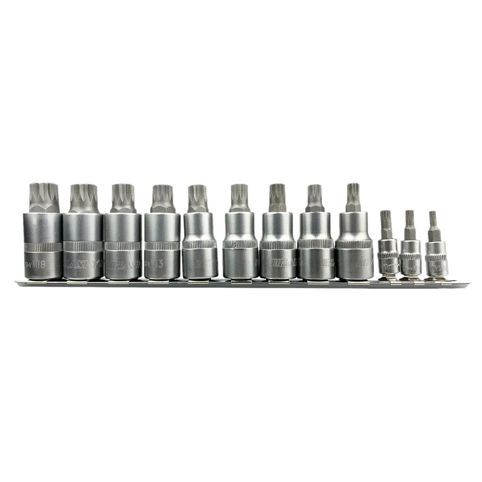 HASKYY Steckschlüssel Innenvielzahn-Satz XZN M4-M18 Bit Steck-Nuss-Schlüssel-Einsatz 1/2" Se – Bild 5 von 5