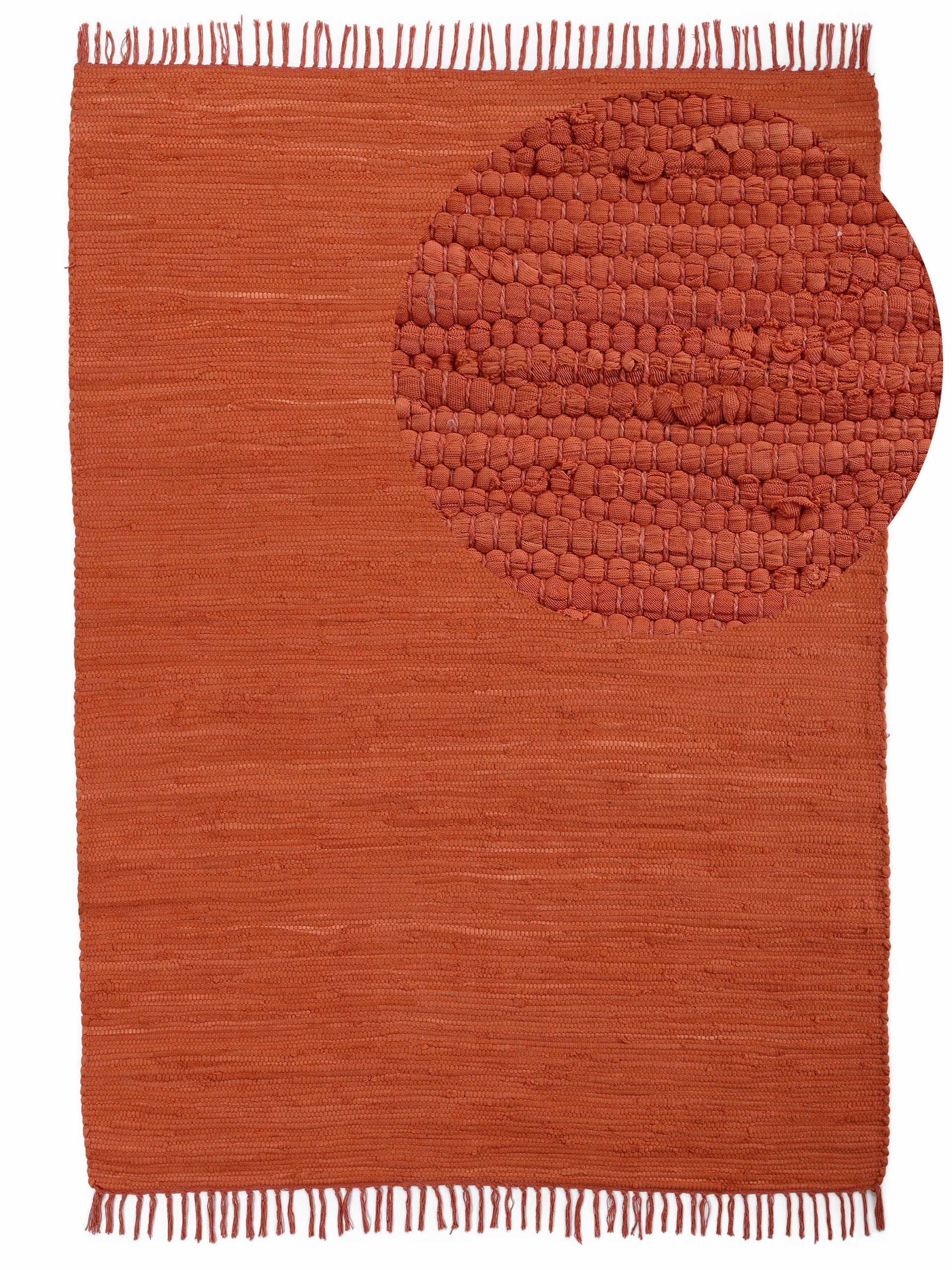 carpetfine Teppich Kelim Chindi uni, auch als Läufer, rechteckig, Höhe: 5 mm, Wendeteppich, reine Baumwolle, handgewebt, Uni-Farben, mit Fransen