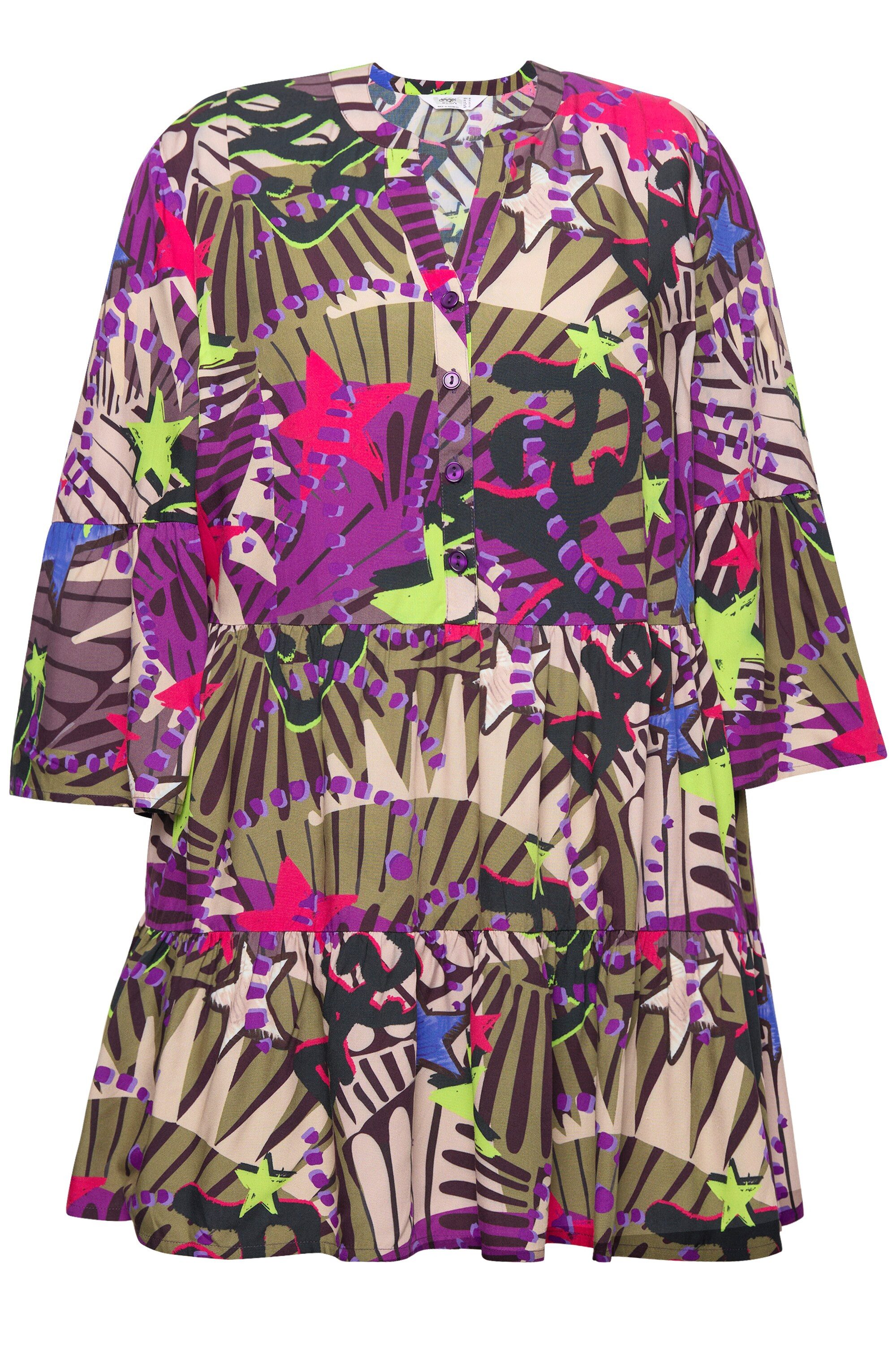 Angel of Style Tunika Bluse Sternen-Mustermix Knopfleiste 3/4-Ärmel günstig online kaufen
