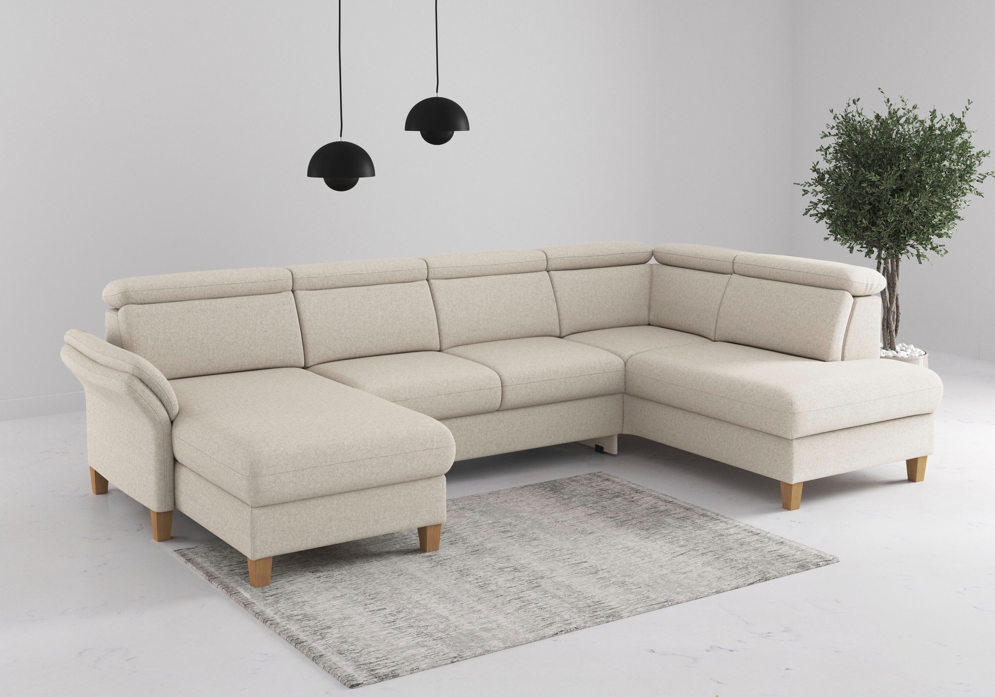 Home affaire Wohnlandschaft Glendale, U-Form, inkl. Kopfteilverstellung, wahlweise mit Vorziehsitz und Bettkasten