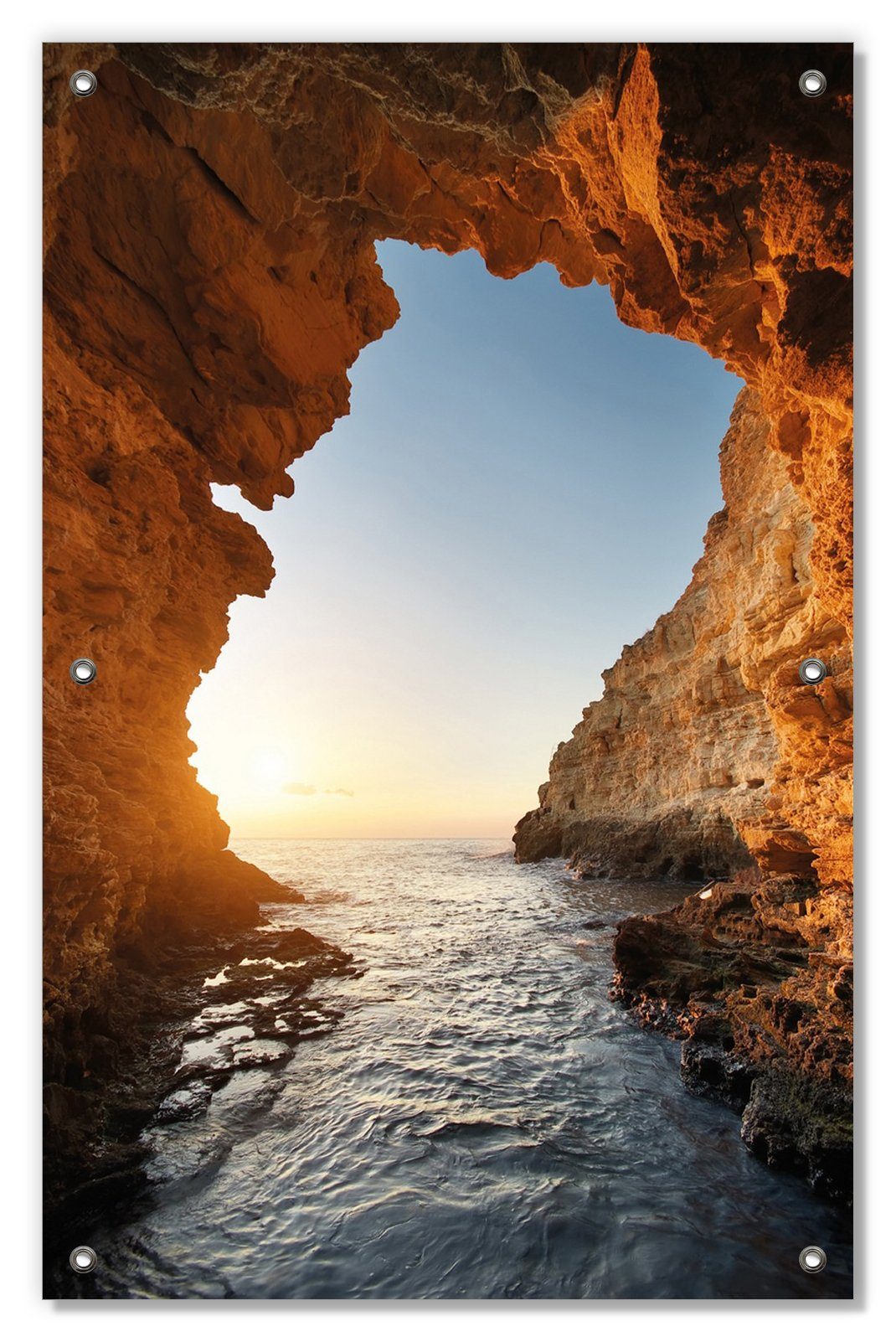 Sonnenschutz Höhlen am Meer, Wallario, blickdicht, mit Saugnäpfen, wiederablösbar und wiederverwendbar