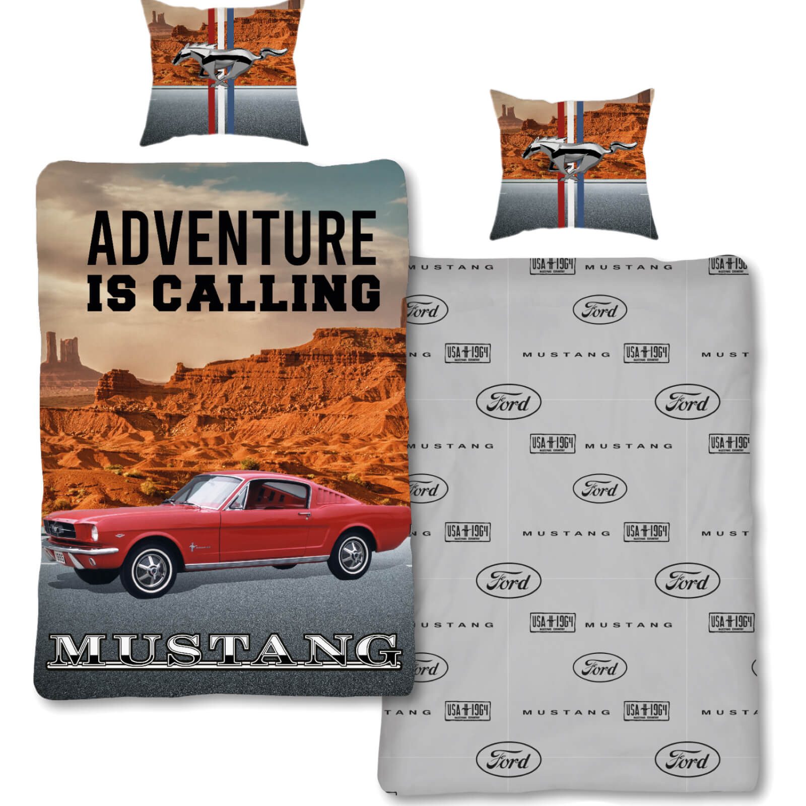 SkyBrands Bettwäsche Ford Mustang Canyon Adventure, Renforcé, 2 teilig, Oldtimer, Auto, Wendoptik