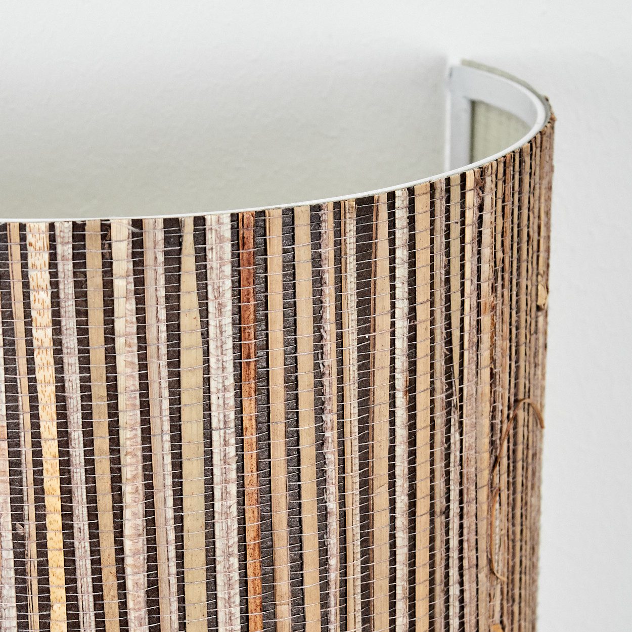 hofstein Wandleuchte Wandlampe aus Metall/Seegras in Schwarz/Weiß/Naturfarben/Grau, Leuchte im Boho-Design mit Lichteffekt und Schalter am Kabel, E27