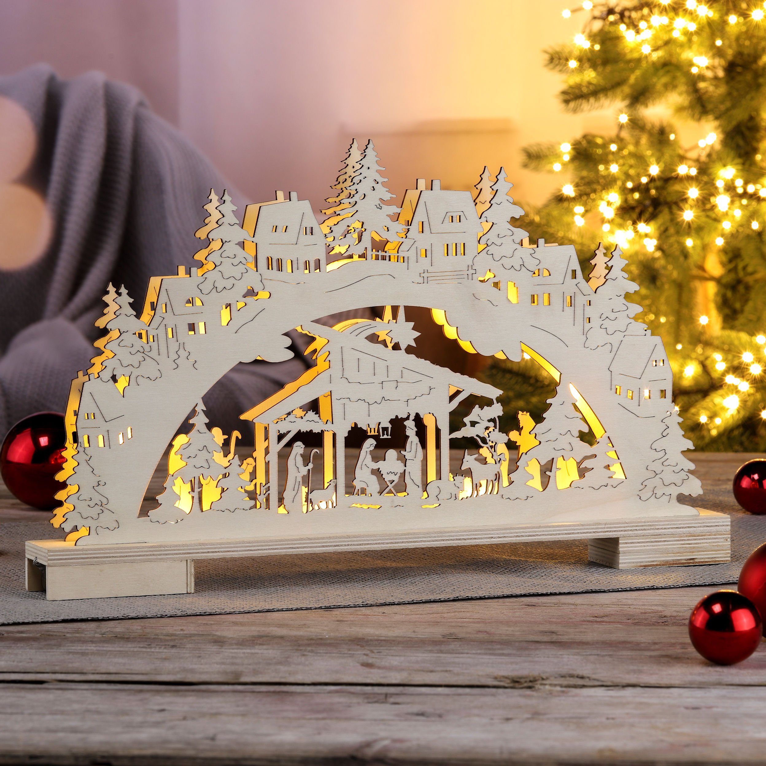Spetebo LED Schwibbogen »LED Weihnachts Lichterbogen 45 cm