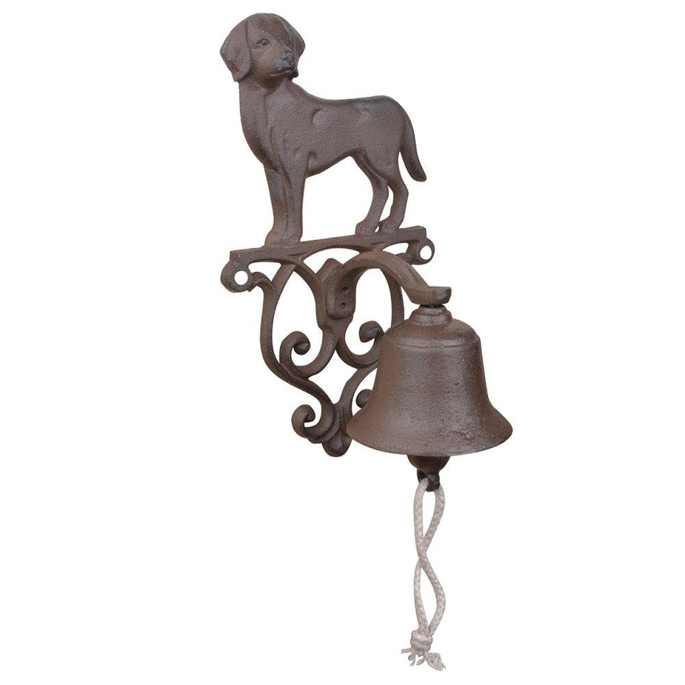 Linoows Dekoobjekt Türglocke Hund, Landhaus Wandglocke, Garten Glocke, von Hand gegossene Nostalgie Glocke aus Gusseisen