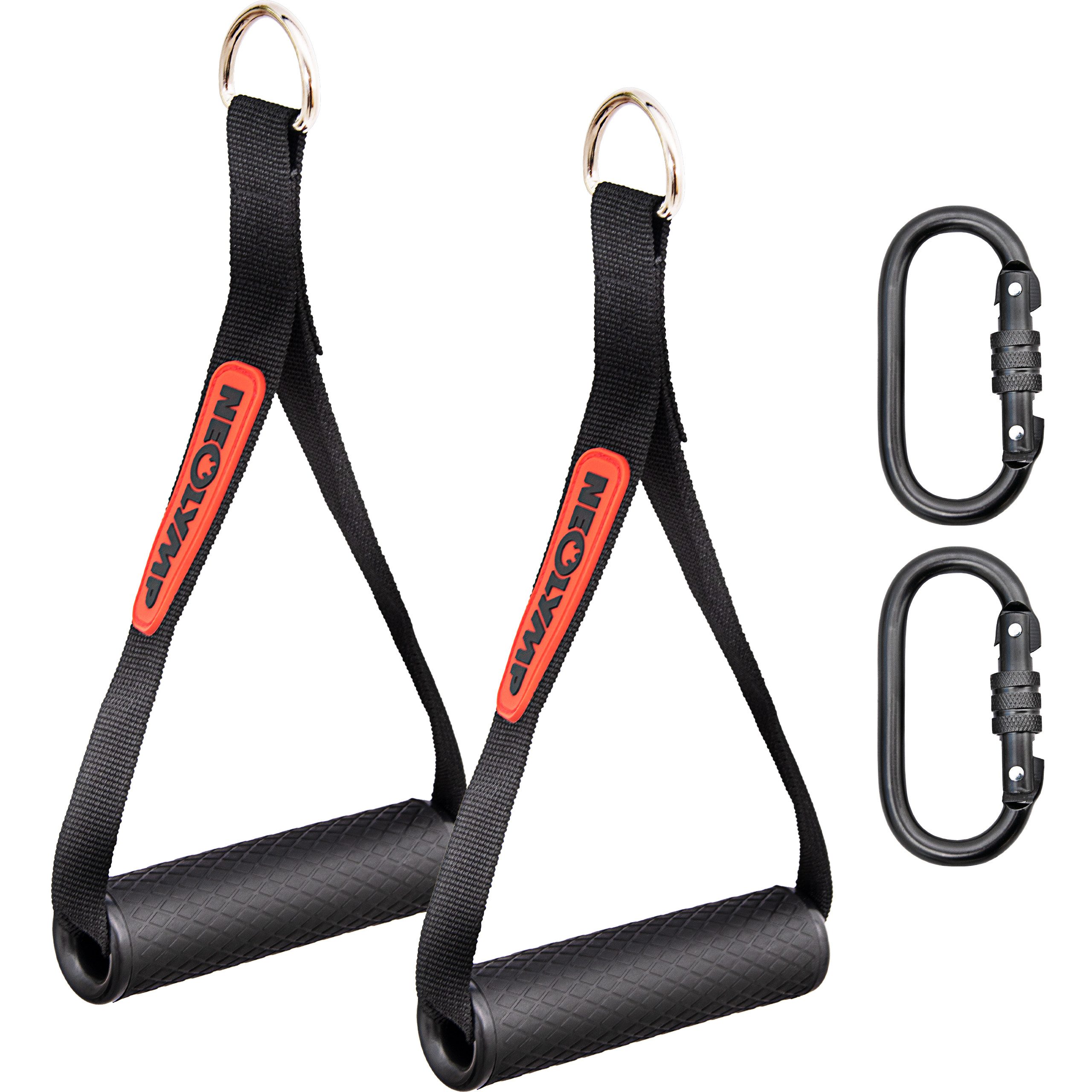 NEOLYMP Griff Fitnessband Griffe - Zubehör für Widerstandsbänder - Grifferweiterung (Set, 2 Stk), Handgriffe aus Silikon, Nylonriemen, robuster ABS-Kern