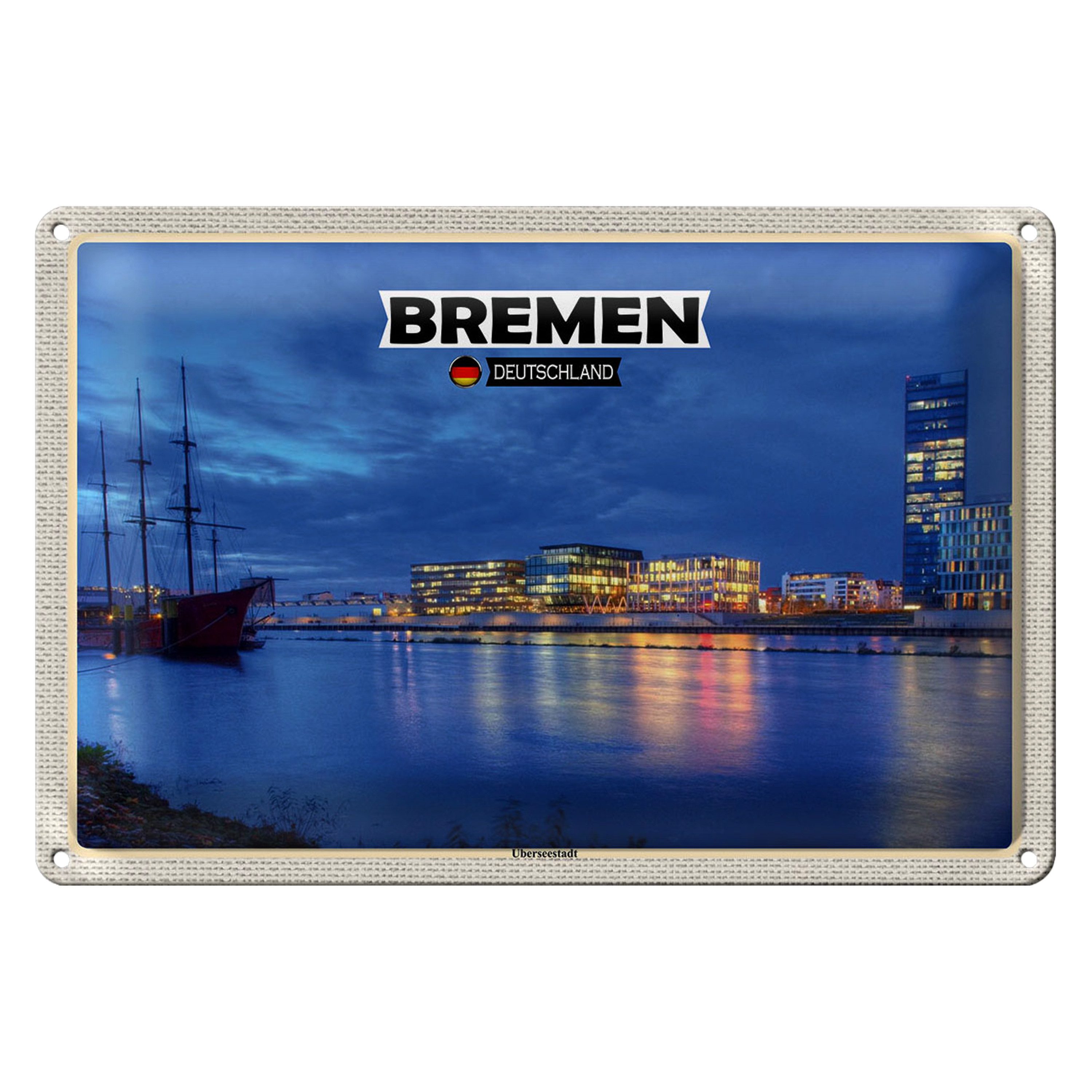 Roomando Metallschild Blechschild Städte Bremen Deutschland Weserstadion 30x20cm