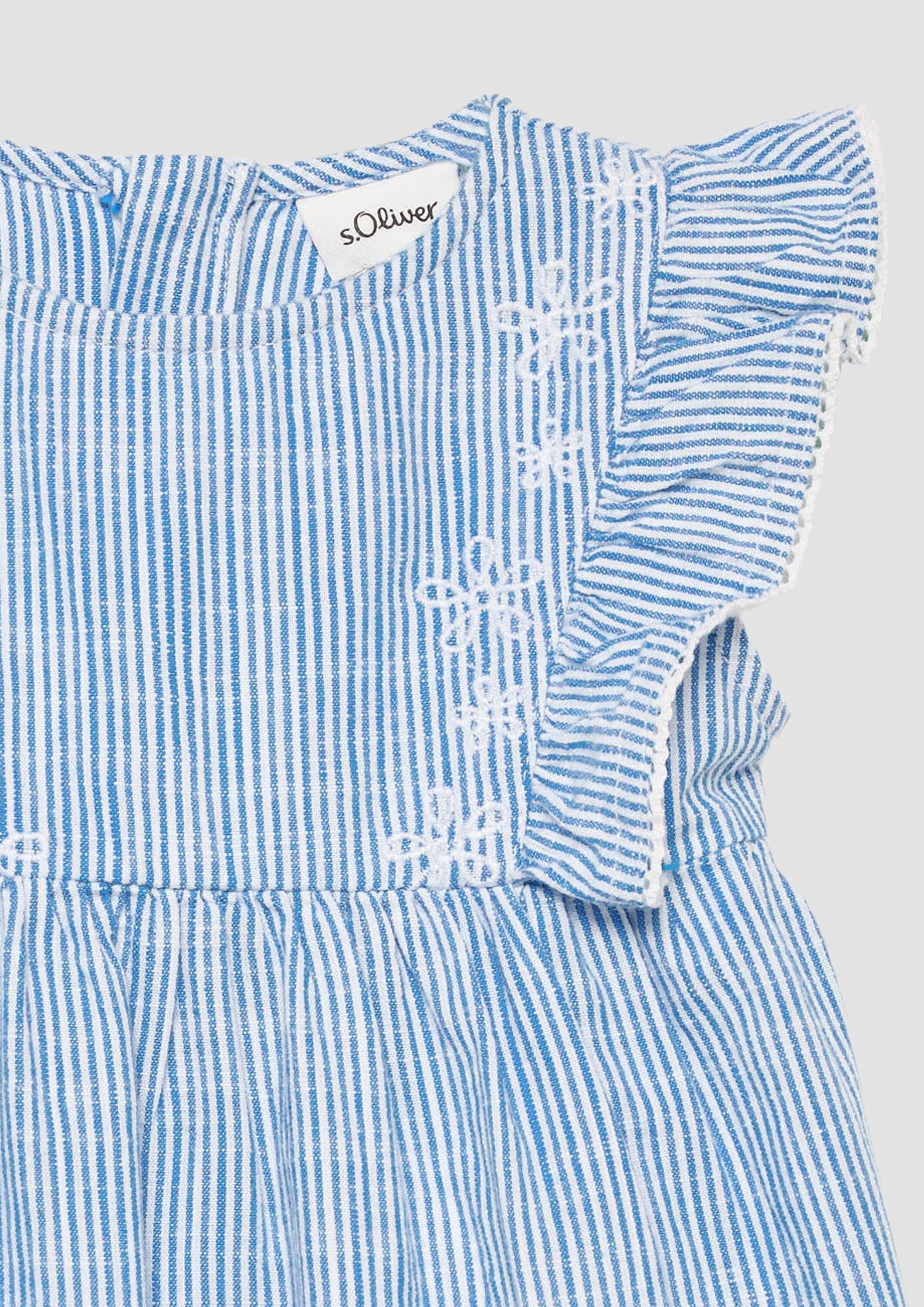 s.Oliver Minikleid Kleid Fein gestreiftes Baumwollkleid in Leinen-Optik