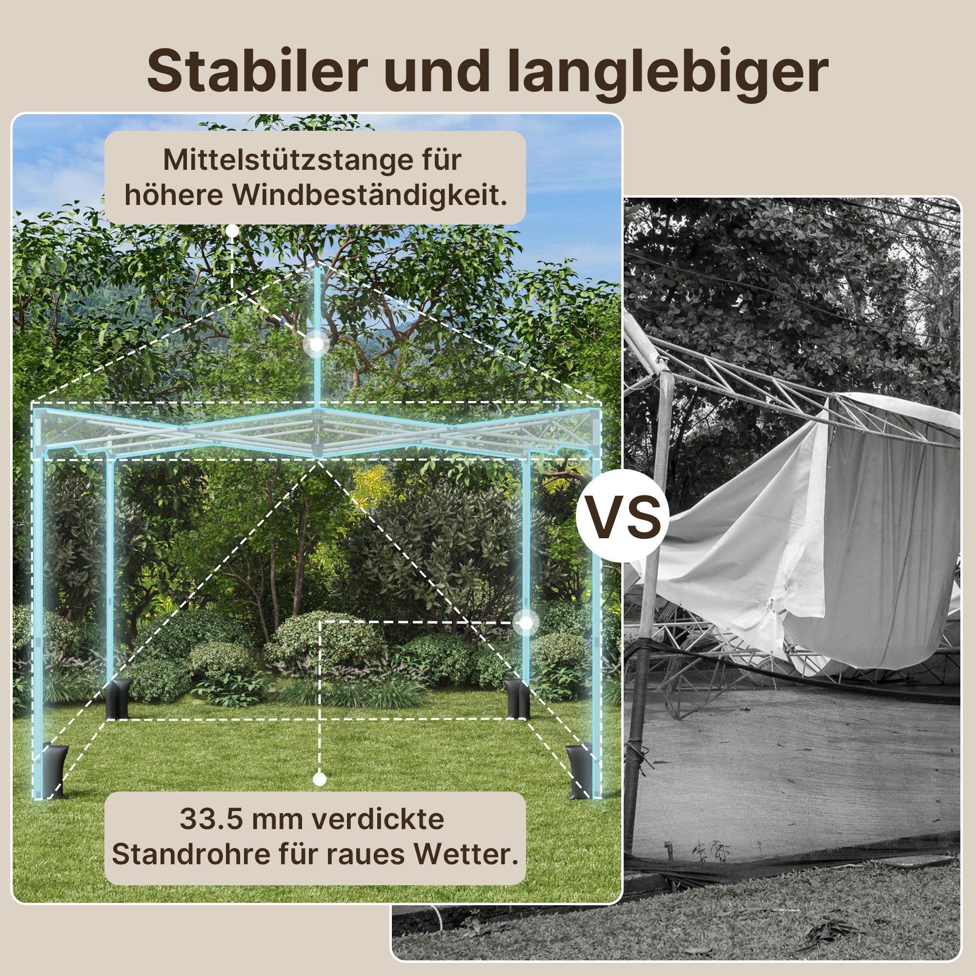 Bealife Pavillon Pavillon 3x3m Pop-Up Pavillon günstig online kaufen