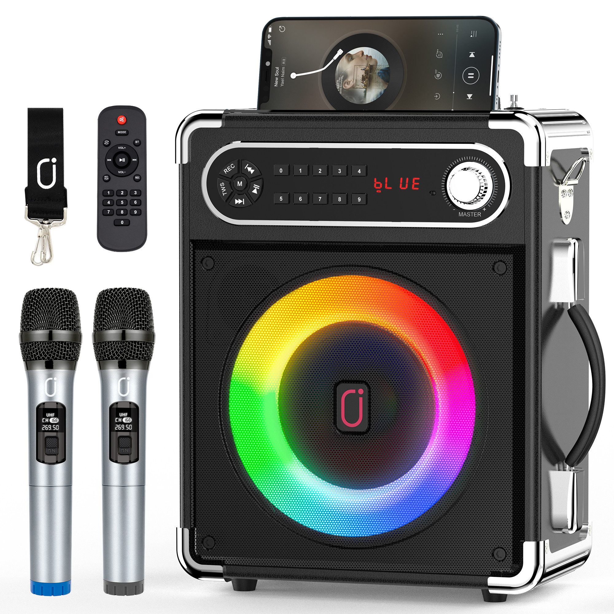 JYX Lautsprecher mit Fernbedienung Unterstützt TF-Karte/FM, REC Bluetooth-Lautsprecher