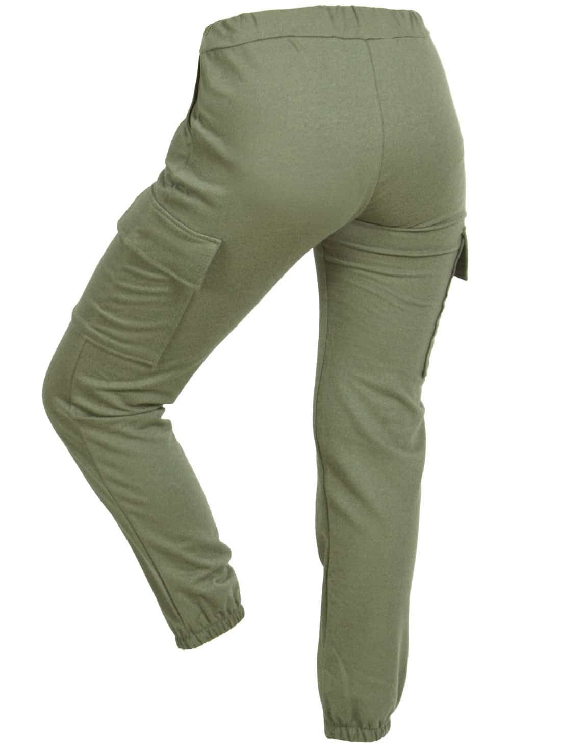 KMISSO Stoffhose Stoff (1-tlg) Hose Kinder Mädchen Grün Casual Cargo 30525