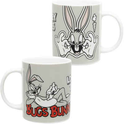 United Labels® Tasse Looney Tunes Tasse - Bugs Bunny Kaffeebecher Grau aus Porzellan 320 ml, Porzellan