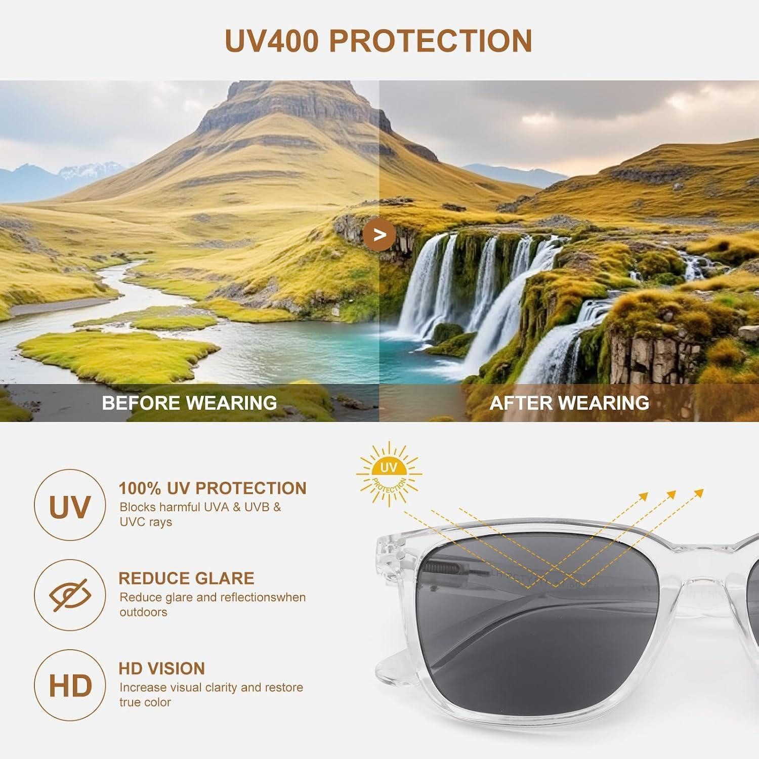 LuxusKollektion Retrosonnenbrille Lesesonnenbrille Herren Quadratisch UV400 Klar 2.5