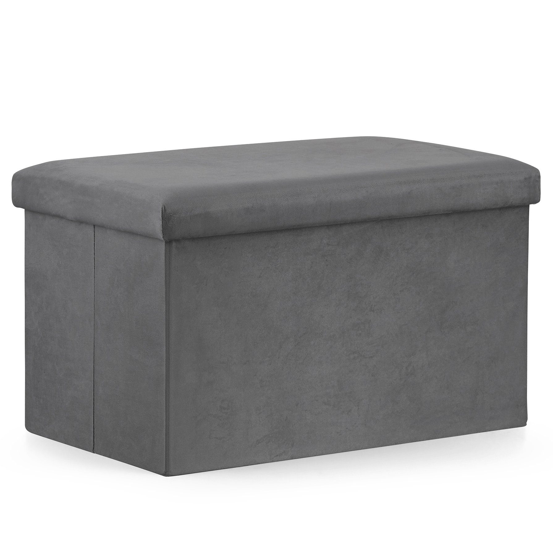 Home Collective Stauraumhocker Klapphocker, 2-in-1-Hocker und Stauraum, 80 kg Sitzlast, Стільці, XL – 60x38x38cm, 63 l Stauraum, Aufbewahrungsbox, grauer Samt
