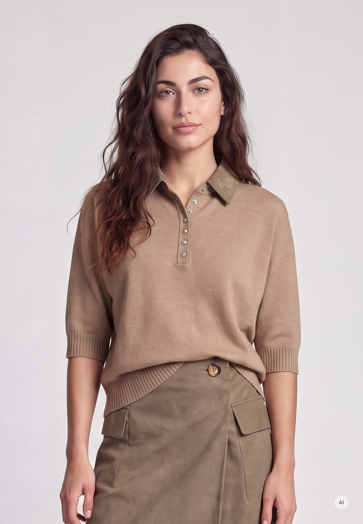 MARC AUREL Strickpullover mit Faux Leather Kragen