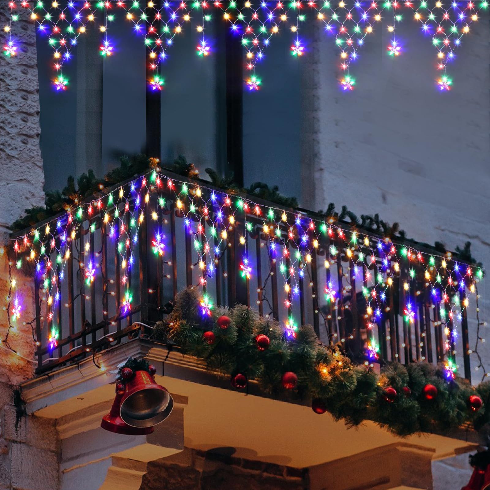 Rosnek LED-Lichtervorhang LED Lichterkette Sterne Weihnachten,LED Lichtervo günstig online kaufen