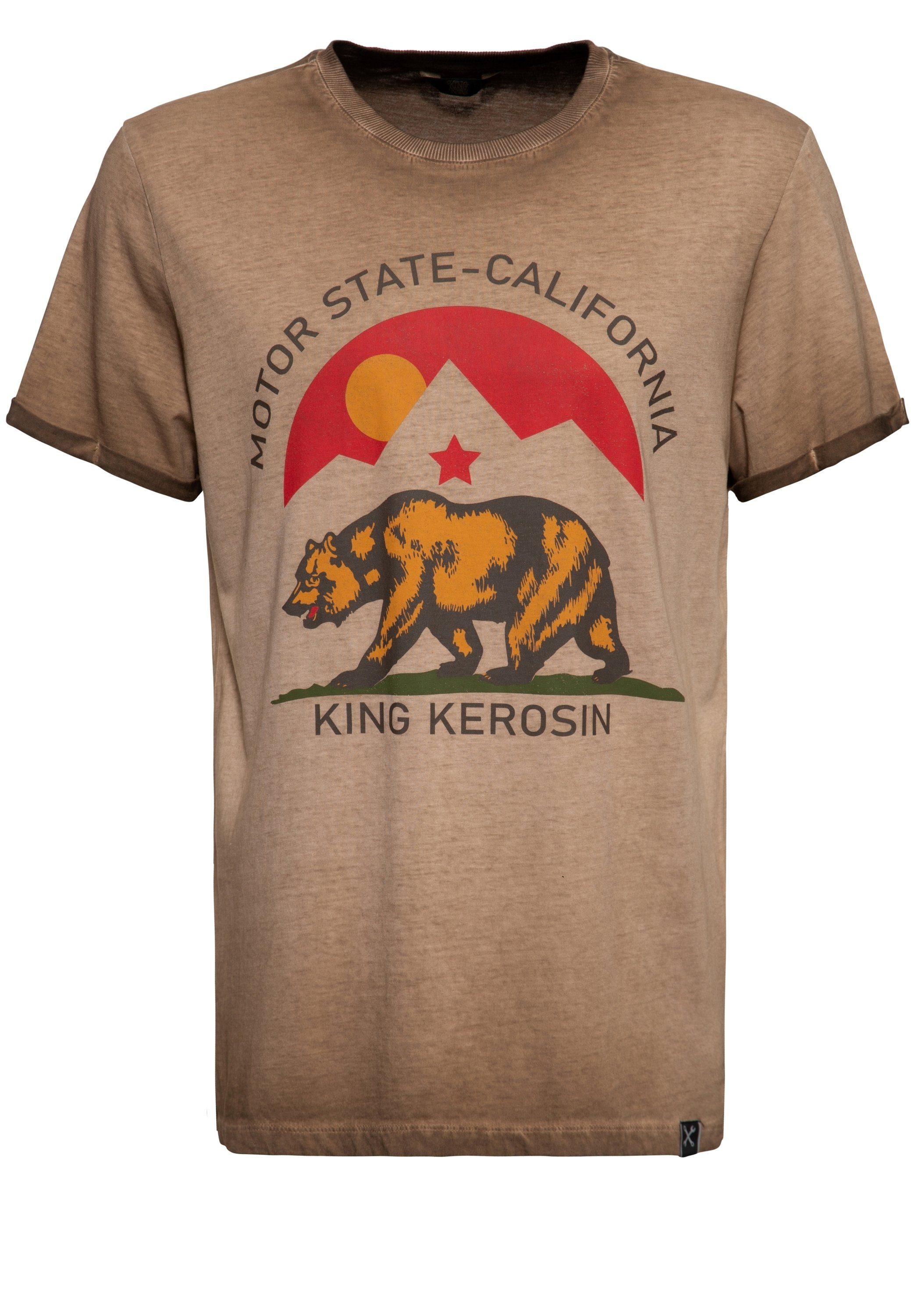mit Frontprint KingKerosin Motor T-Shirt State CA
