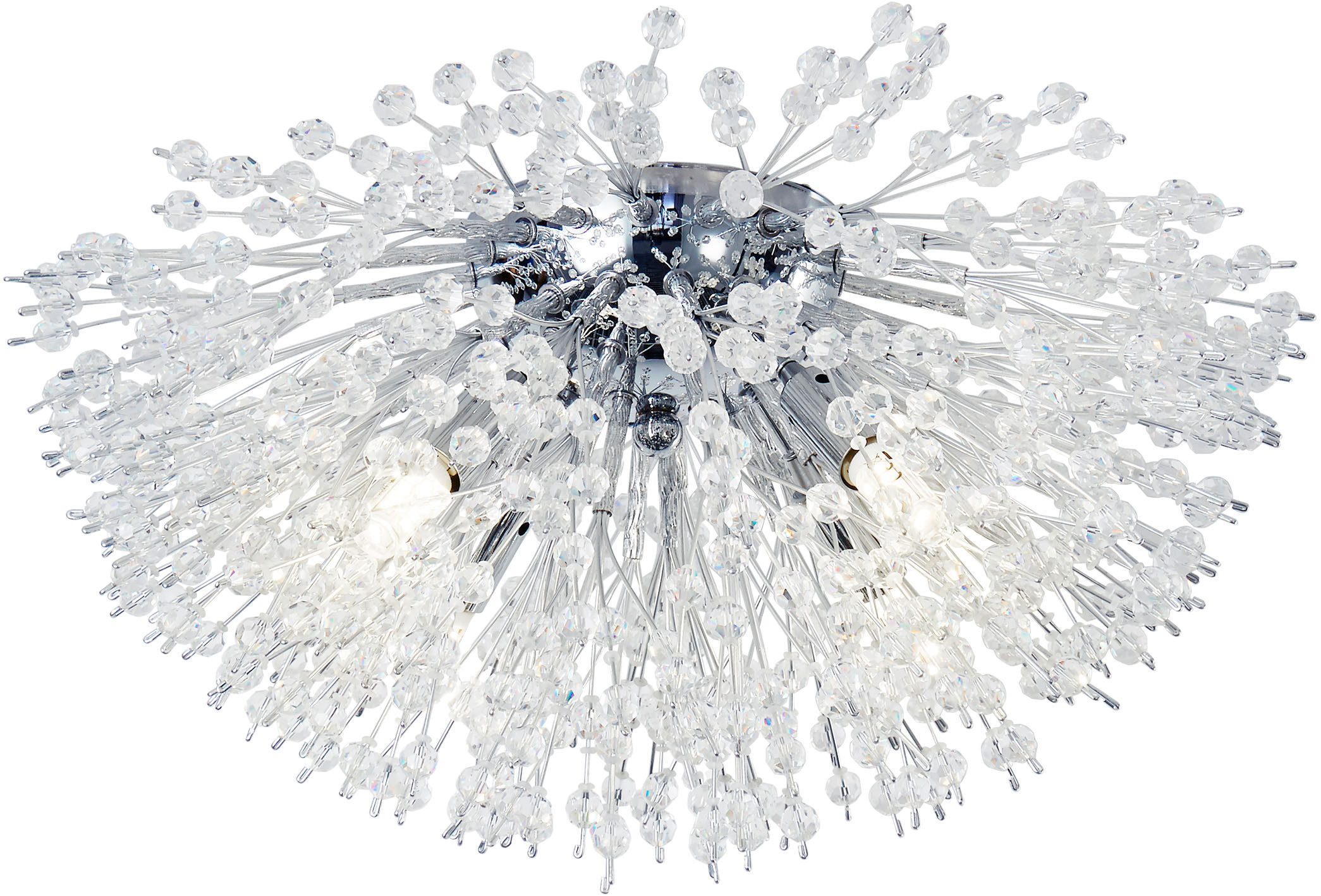 Searchlight Deckenleuchte Sunburst 4Lt Flush - Chrome Metal & Glass Beads, Leuchtmittel wechselbar