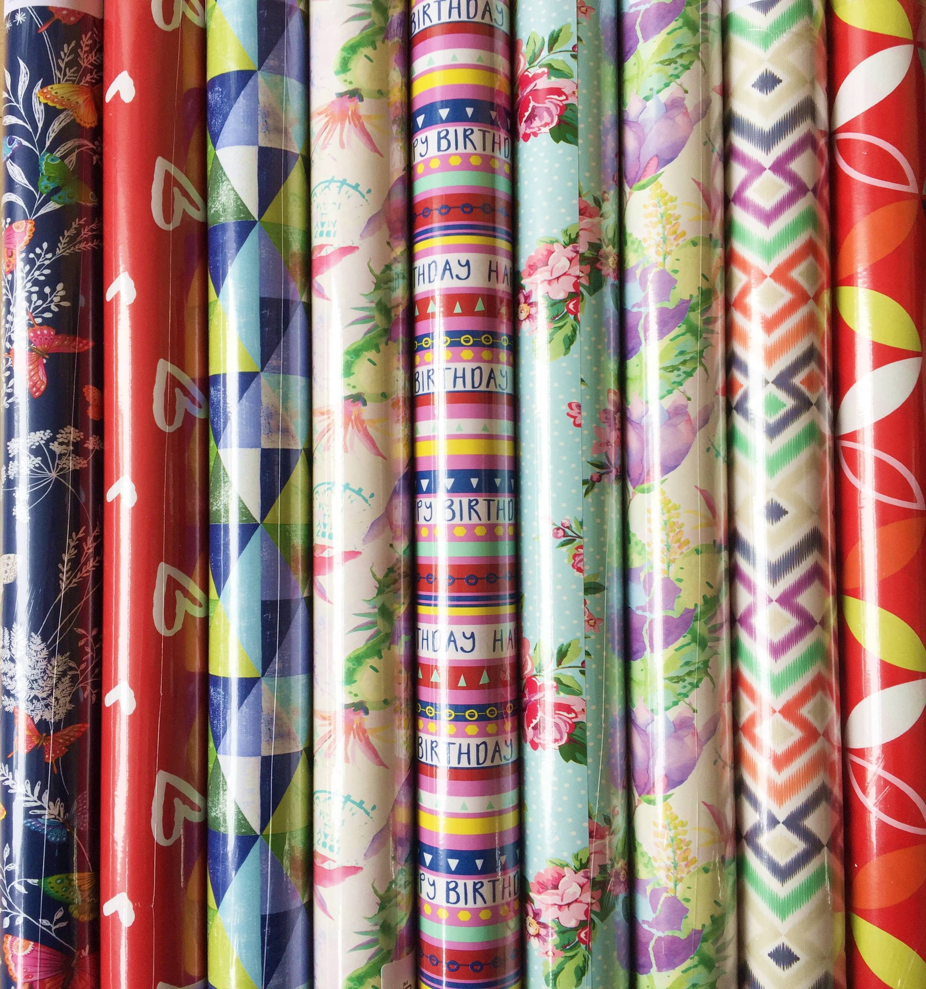 Geschenkpapier 10 Rollen Geschenkpapier Mix aus verschiedenen Modellen