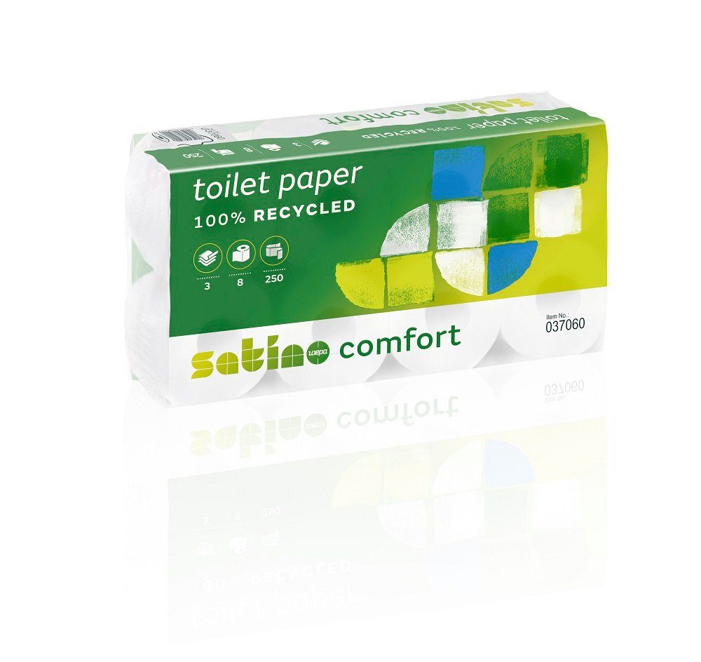 Satino comfort Toilettenpapier Satino by wepa Toilettenpapier comfort 3-lagig - 8 Rollen á 250 Blatt