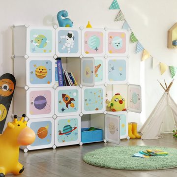 SONGMICS Spielzeugtruhe Kinderregal, mit 15 Würfeln, 153 x 31 x 153 cm