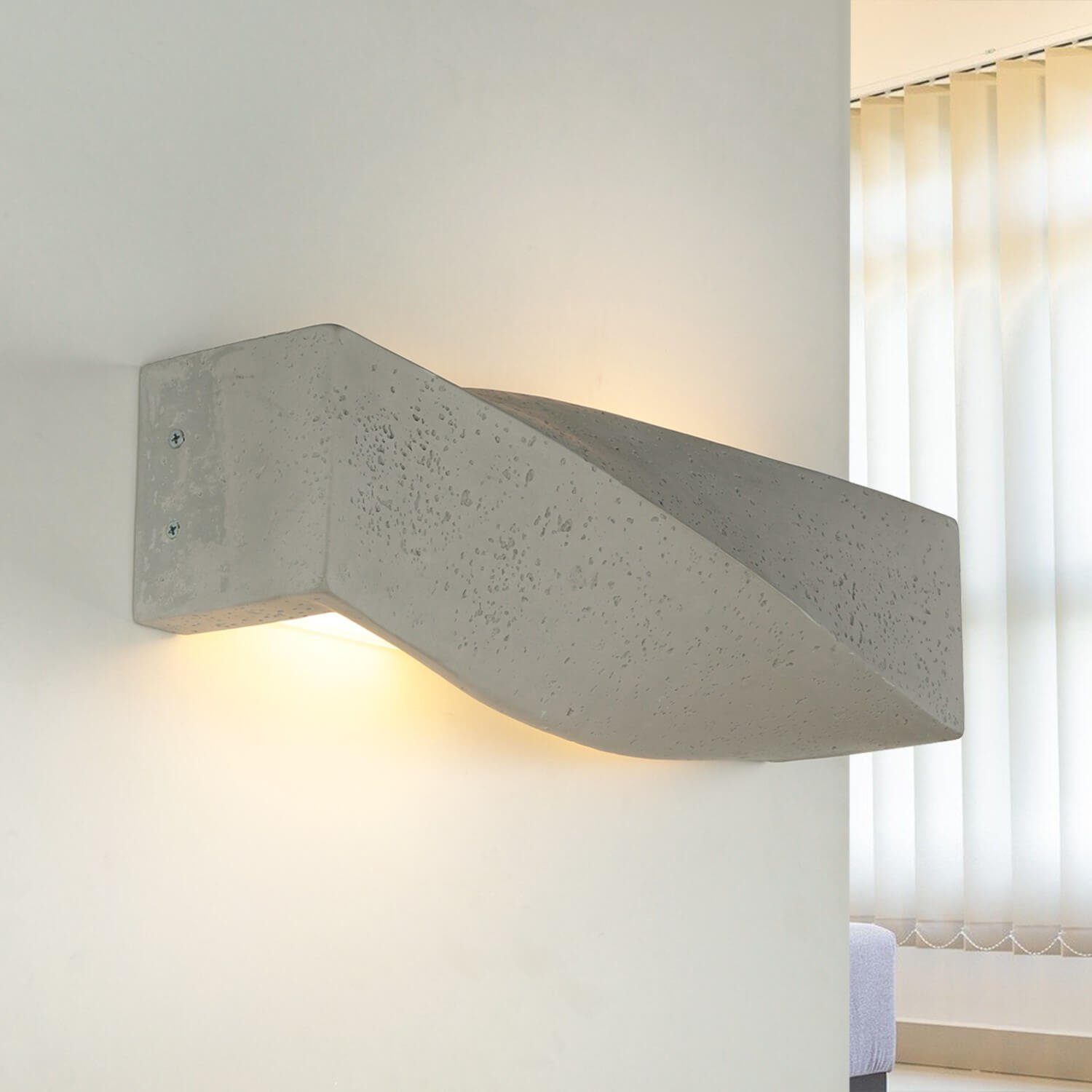 Wandleuchte Beton Modern Wandlampe Licht-Erlebnisse Leuchtmittel, 2x E27 B:45cm ohne länglich SHANEY, SHANEY