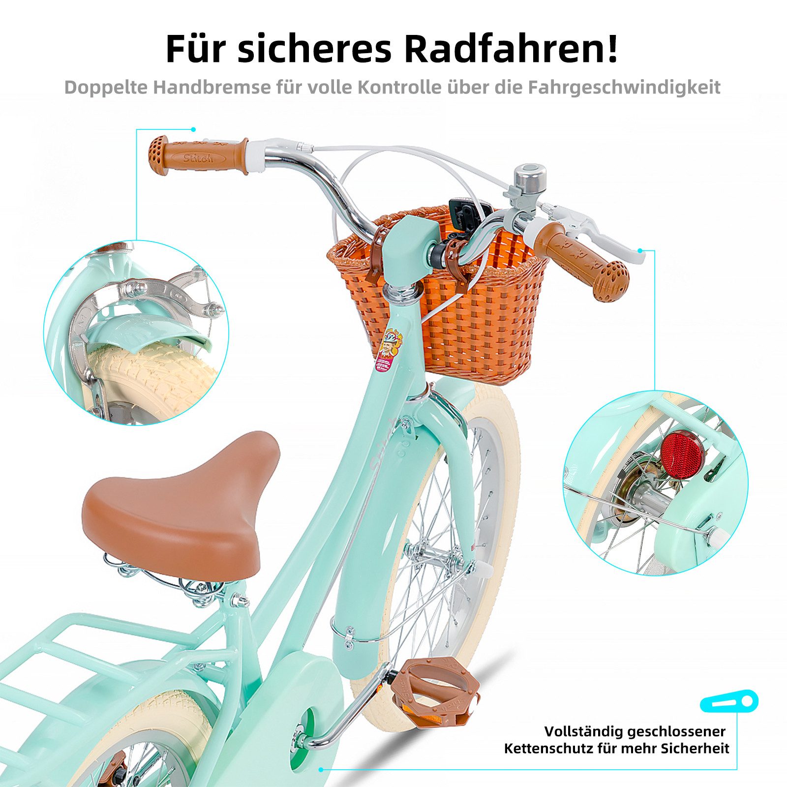 JOYSTAR Kinderfahrrad 12 14 16 18 Zoll fahrrad für 2-9 Jahre alte Mädchen & Jungen, mit Kotflügel, Stützrädern, Korb, Gepäckträger, Kettenabdeckung