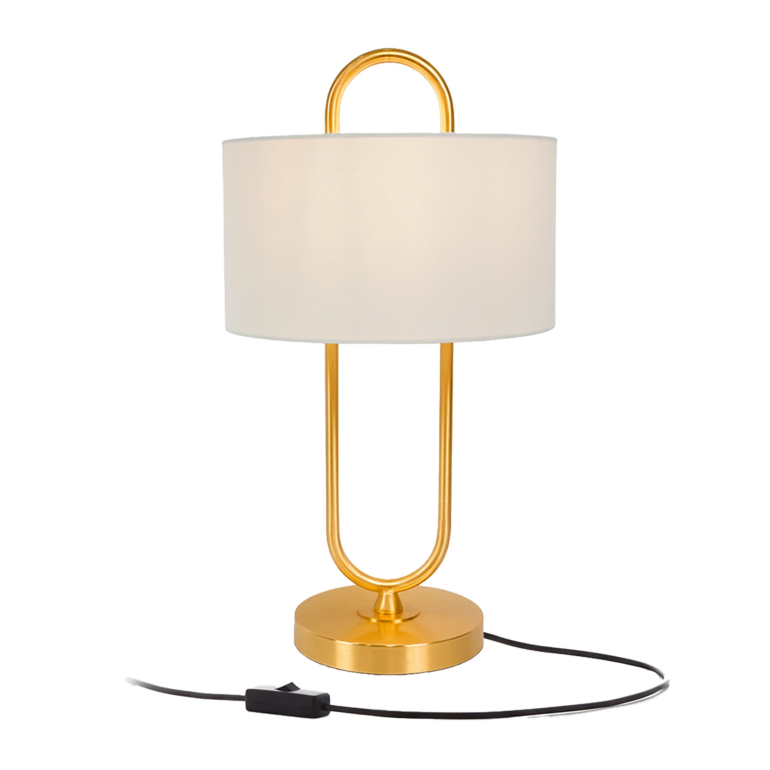relaxdays Nachttischlampe Tischlampe U-Form mit Leinenschirm, Ein-/Ausschal günstig online kaufen