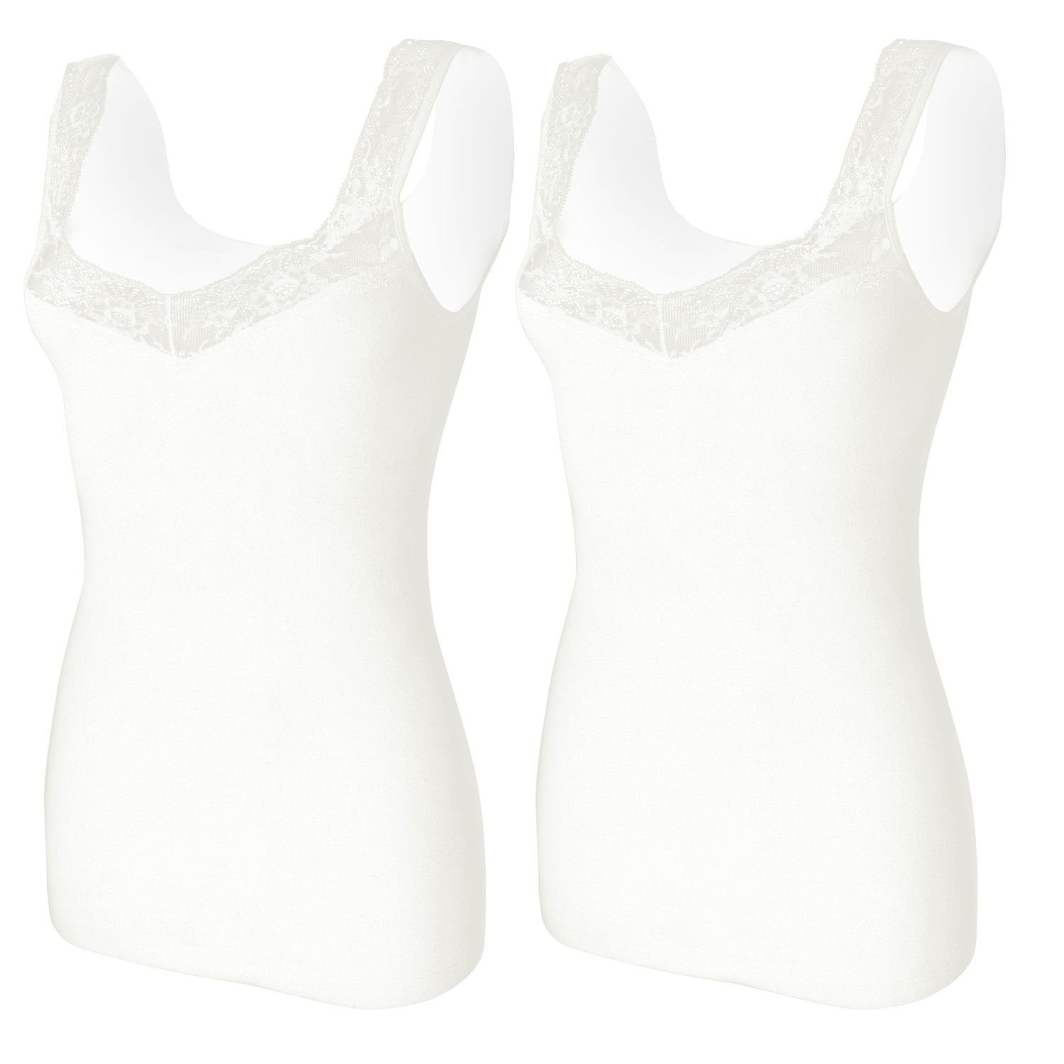 ten Cate Unterhemd feiner Top (2er Lace 2-St., Stück) creme Spitze, stilvolles 2 Design elastischer mit Pack) (Mehrpack