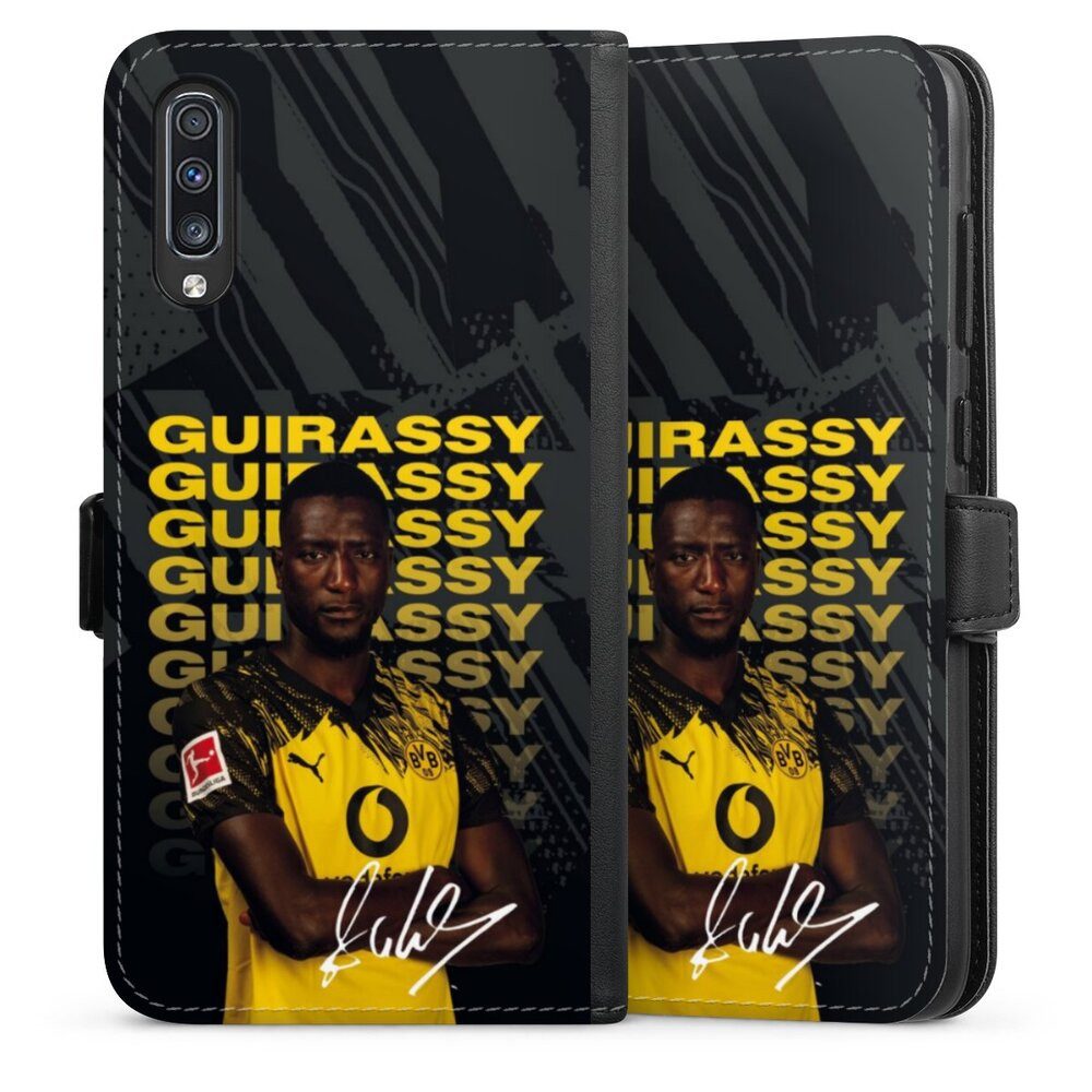 DeinDesign Handyhülle Borussia Dortmund Serhou Guirassy BVB Serhou Guirassy 25/26, Samsung Galaxy A70 Hülle Handy Flip Case Wallet Cover