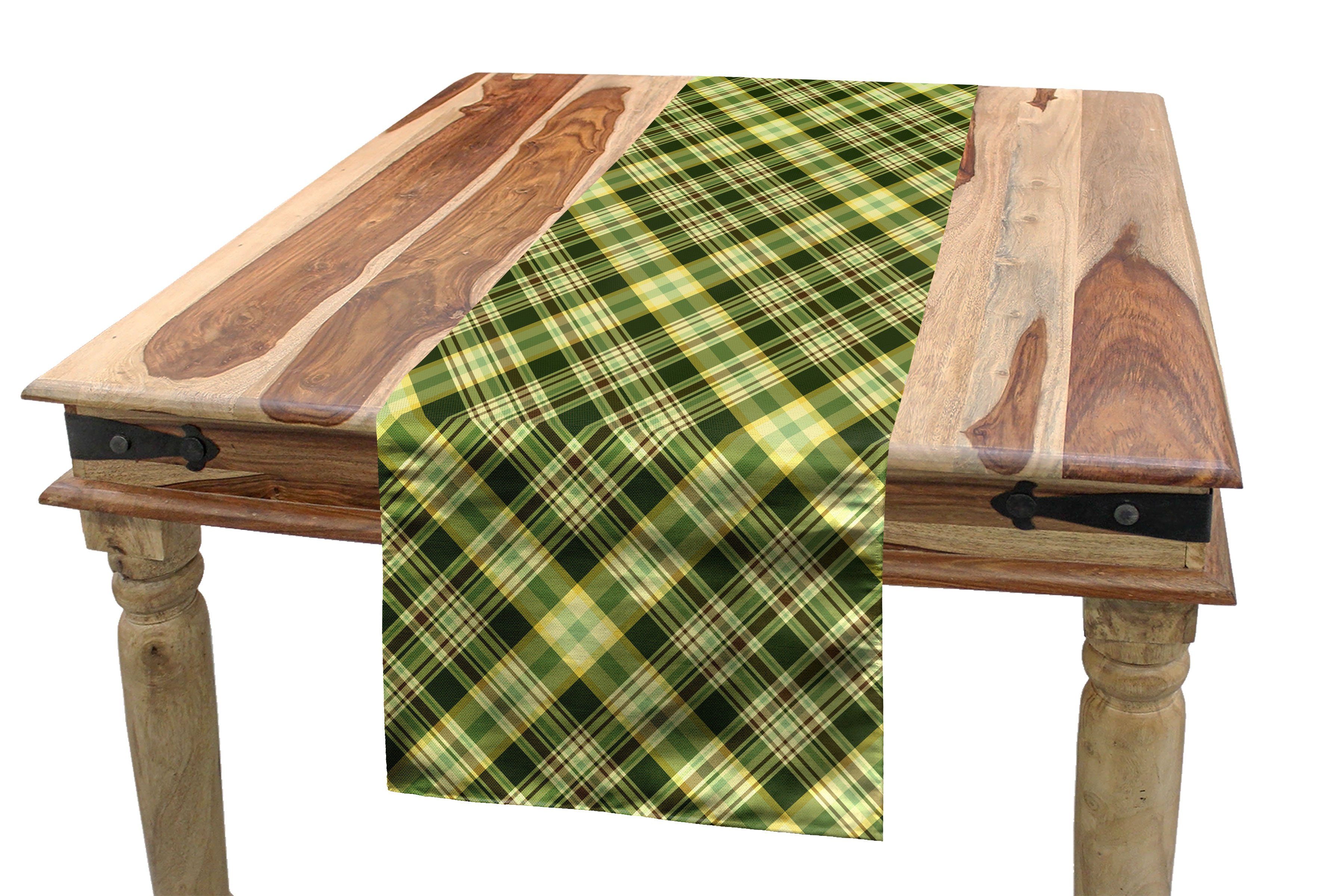 Brown Küche Tischläufer Dekorativer und Tartan Grün Rechteckiger Diagonal Tischläufer, Abakuhaus Esszimmer