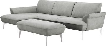 himolla Ecksofa himolla 9900, Recamiere rechts o. links, Füße Aluminium, mit Hocker