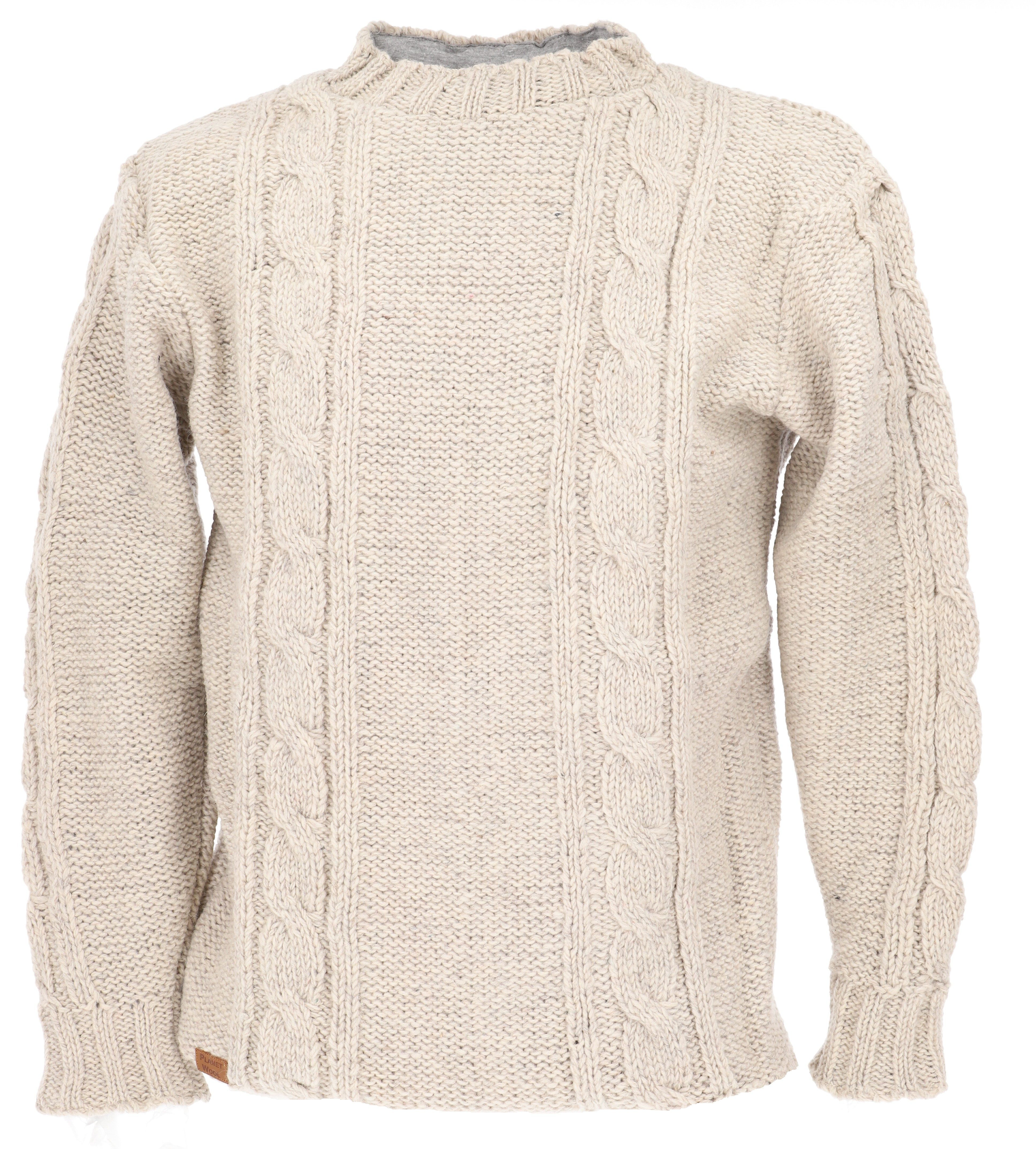 Guru-Shop Sweater Dicker Unisex Wollpullover mit Zopfmuster und..