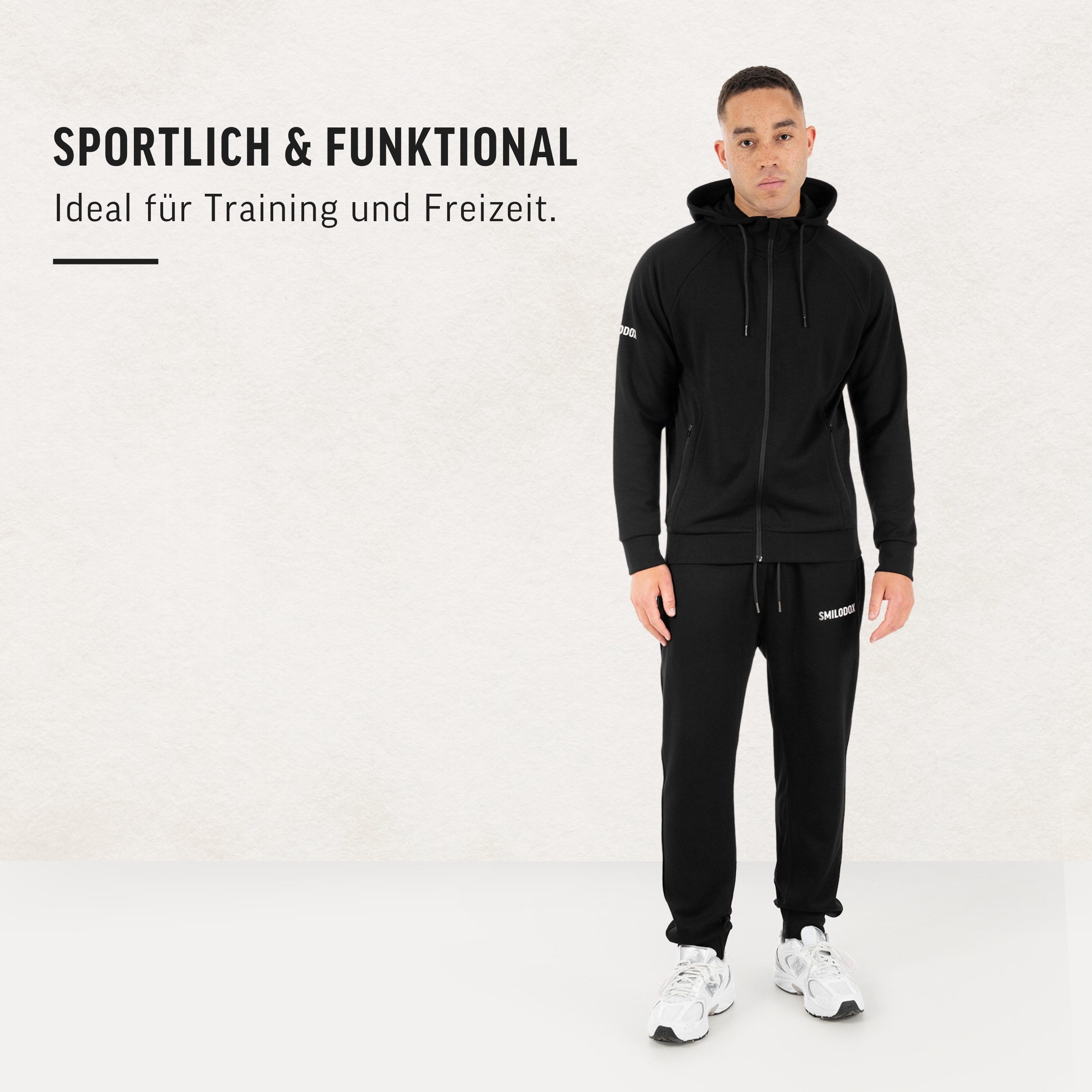 Smilodox Outdoorjacke Denzo Herren, Trainingsjacke, Fitness, Kapuze, Zip Jacke Mesh Einsätze, Zip Taschen, Kapuze, Soft Touch, Rippbündchen