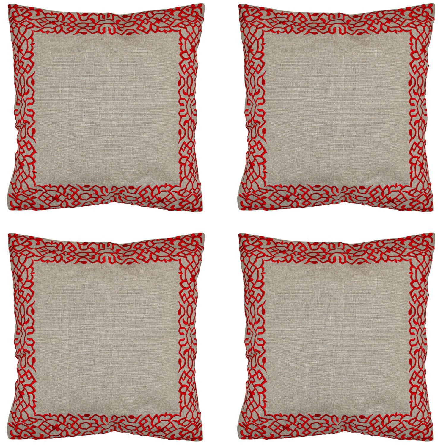 Marrakesch Orient & Mediterran Interior Zierkissen 4er Set Подушкиbezug Handgefertigt Frisia Rot 40x40cm, Boho Deko