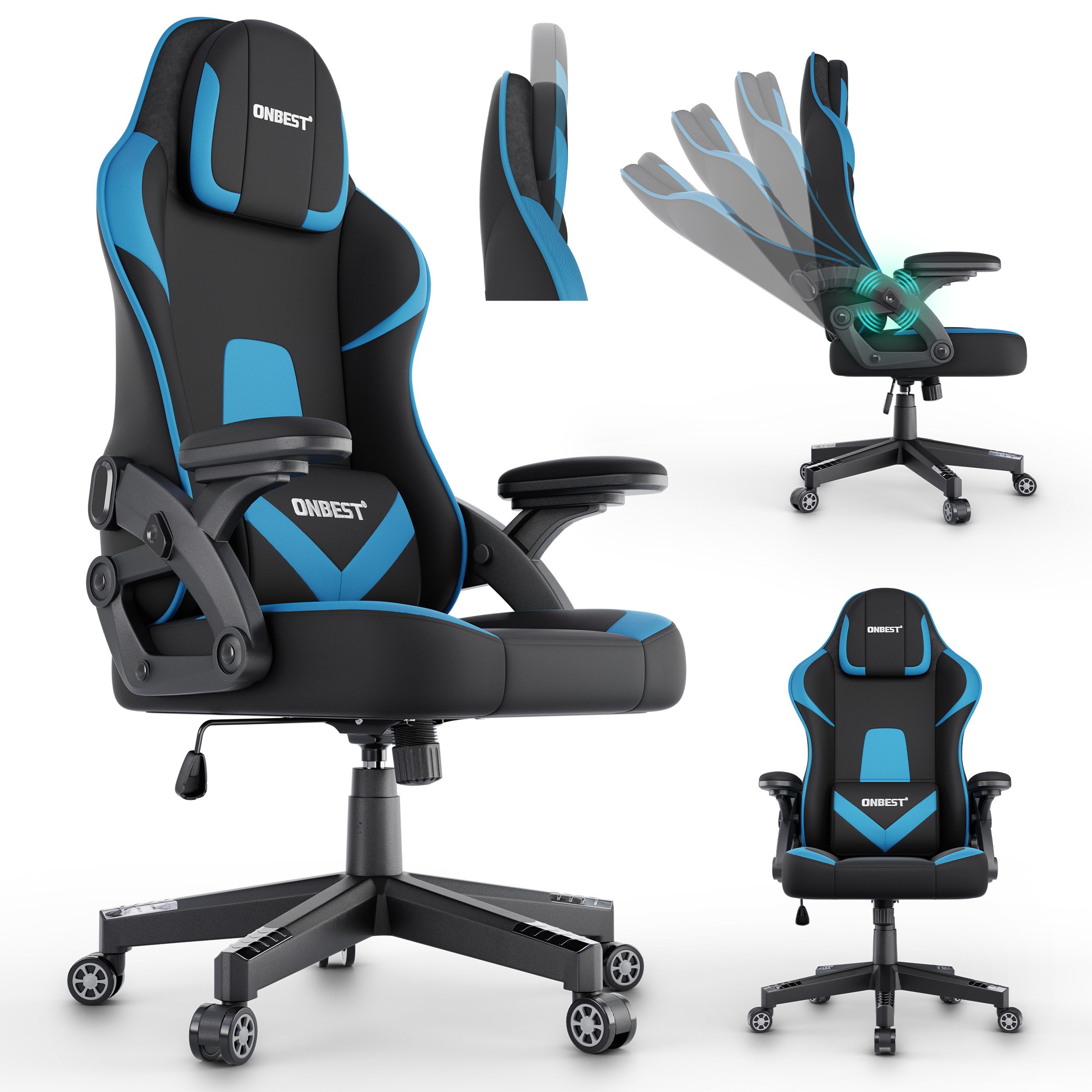 Onbest Gaming-Stuhl ergonomisch mit Lordosenkissen bis günstig online kaufen