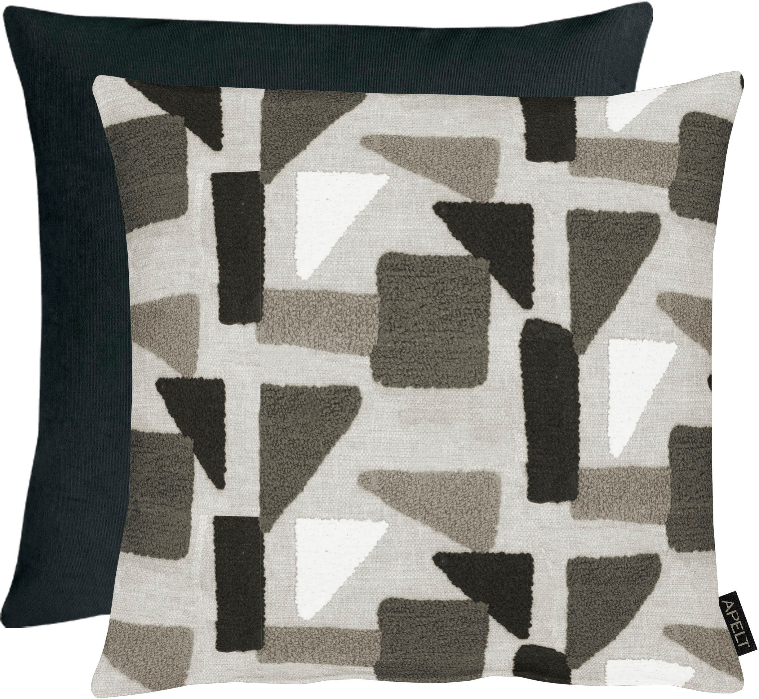 APELT Dekokissen Tablo, mit geometrischen Formen, Wendekissenhülle ohne Füllung, 1 Stück grau/schwarz