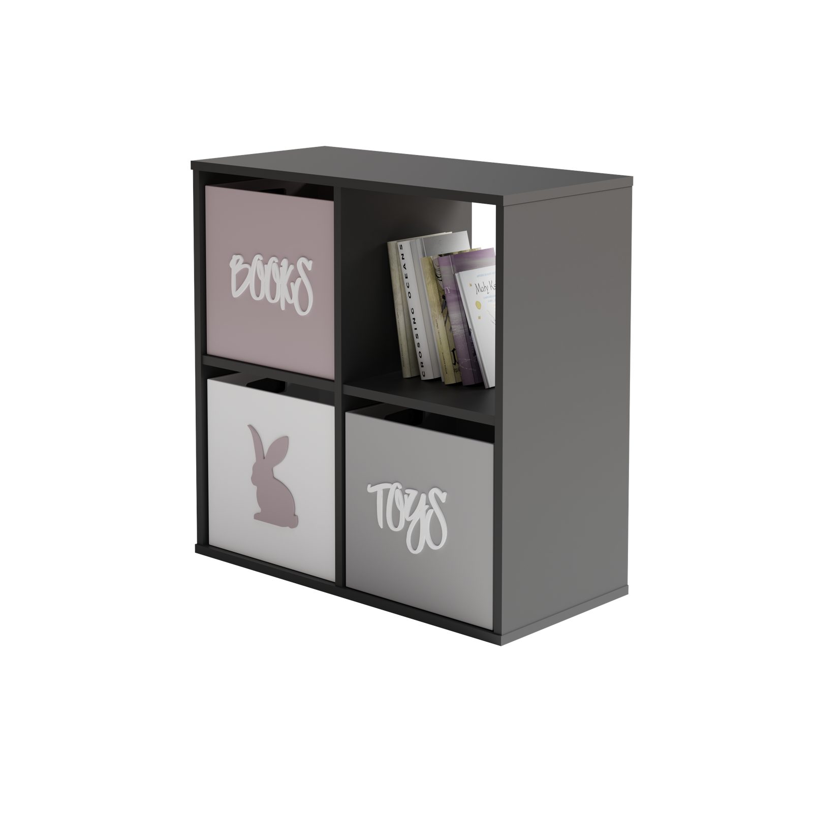 KOBI S.C. Bücherregal KOBI LONI 2x2 Regal grau 80x80x38 cm matte Oberfläche