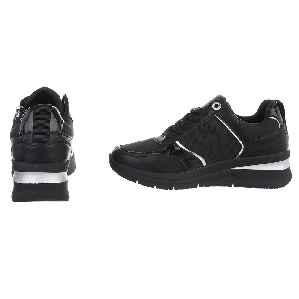 Ital-Design Modischer Sneaker mit Reißverschluss für Damen Sneaker (91261451) Keilabsatz/Wedge Sneakers Low in Schwarz – Bild 5 von 5