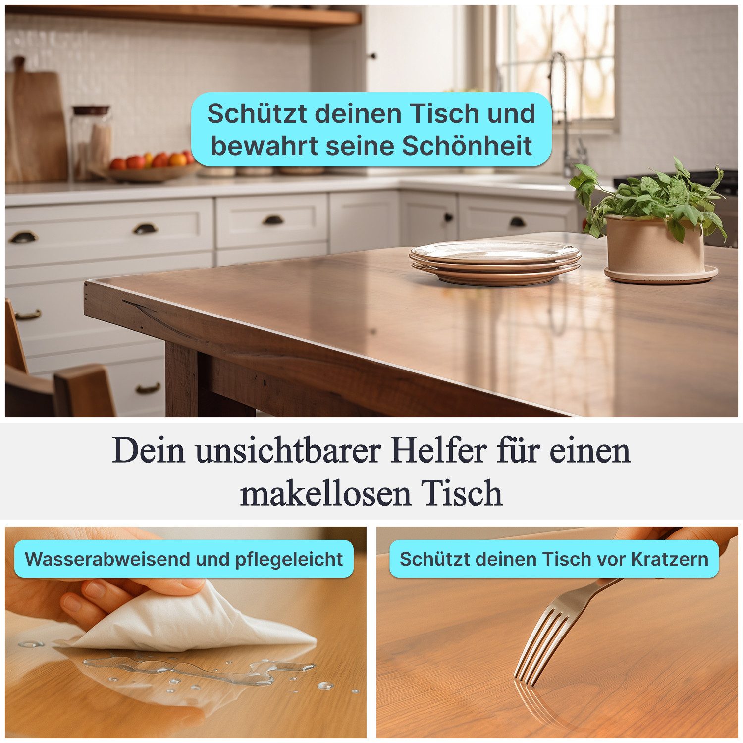 Ertex Tischdecke Tischdecke Glasklar Folie 2,2 mm + abgeschrägte Kante, Tis günstig online kaufen