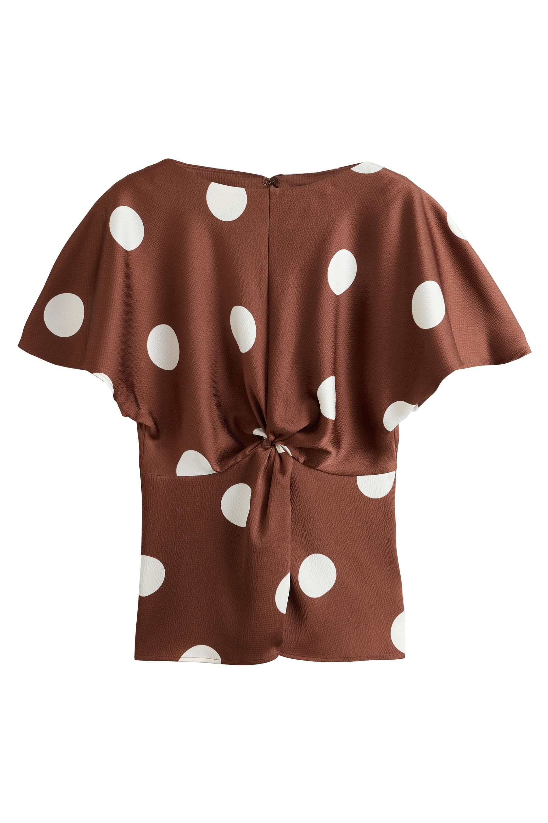 Next Satinbluse Strukturiertes Satin-Kurzarmoberteil, Zierdrehung (1-tlg)