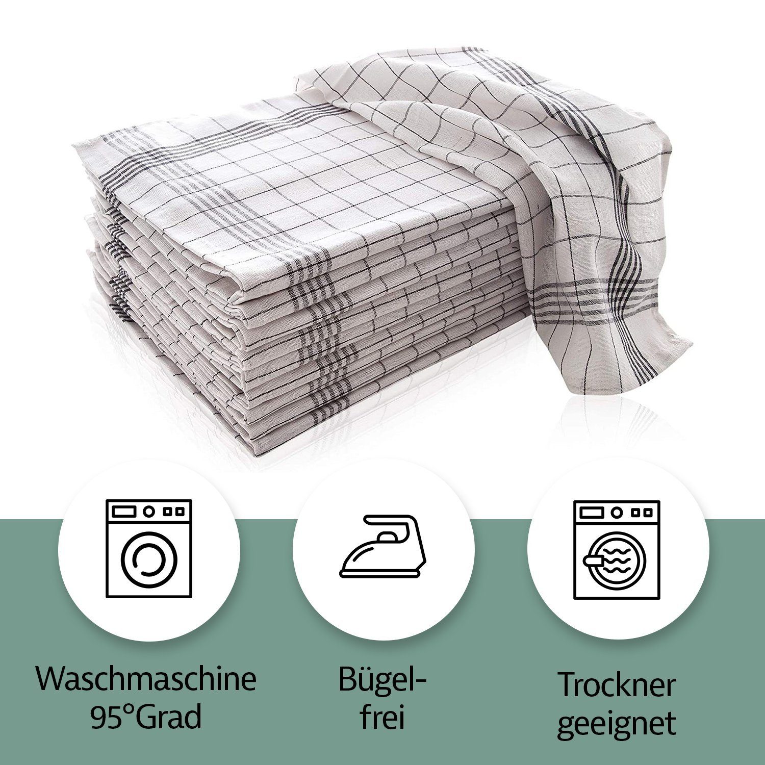 Zestri Geschirrtuch 10er-Set aus 100% Baumwolle, 50x70 cm Küchenhandtücher günstig online kaufen