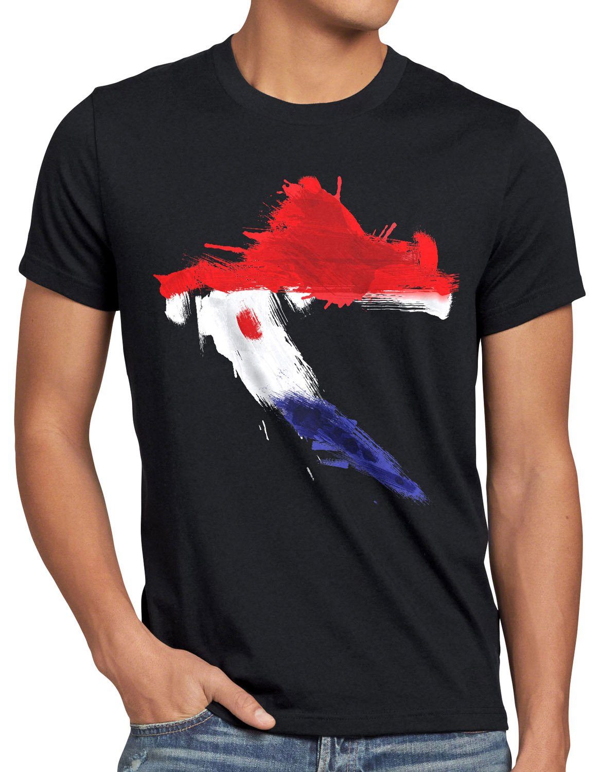 style3 Print-Shirt Flagge Fahne Fußball Kroatien T-Shirt Croatia Herren WM EM Sport schwarz