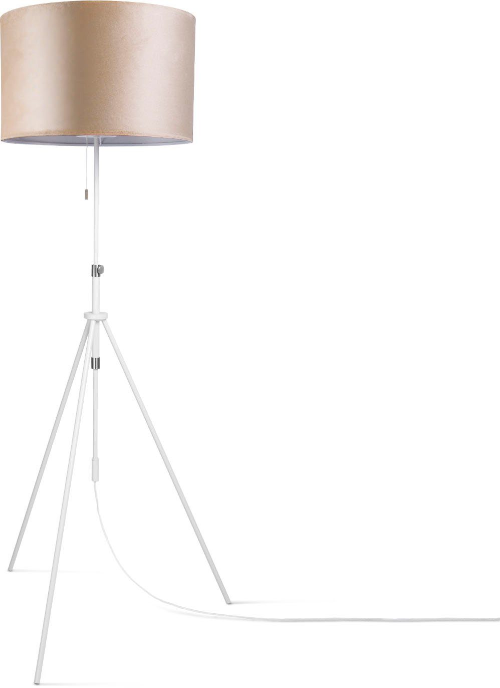 Paco Home Stehlampe Naomi uni Leuchtmittel, cm Zugschalter Höhenverstellbar ohne Color, 176,5 bis 121,5 Wohnzimmer Velour