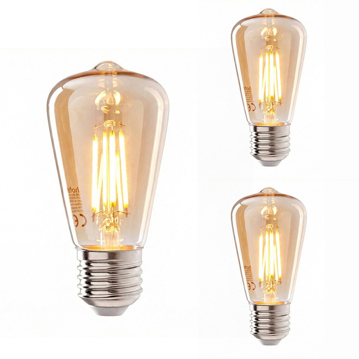 hofstein LED-Leuchtmittel 3er Set Glühbirne Extra Warmweiß 5 Watt 400 Lumen, E27, 2200 Kelvin, Filament