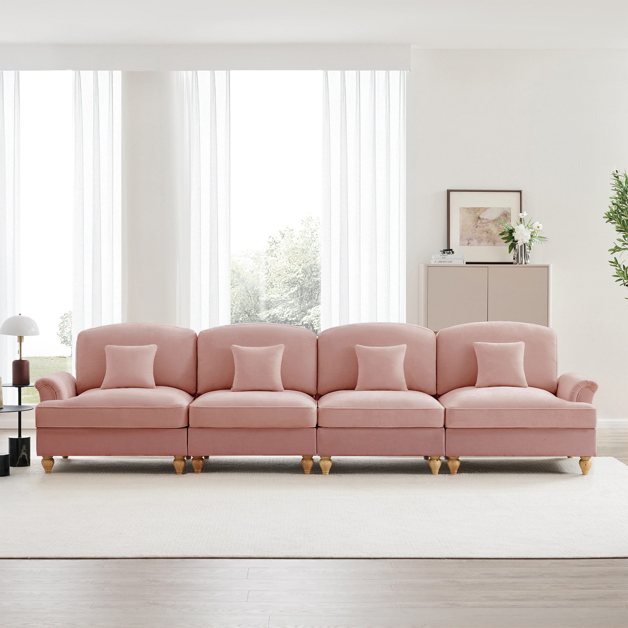 Odikalo Big-Sofa 4-Sitzer Sofa Chenille Trichter-Armlehnen abnehmbarer Beinen Mehrfarbe