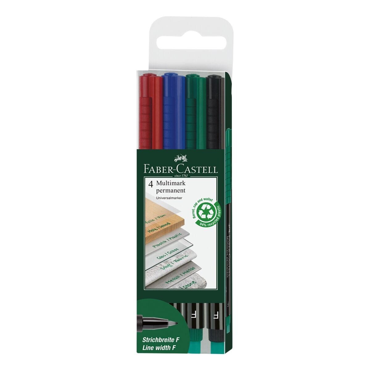 Faber-Castell Permanentmarker Multimark 1513 F, (4-tlg), korrigierbar