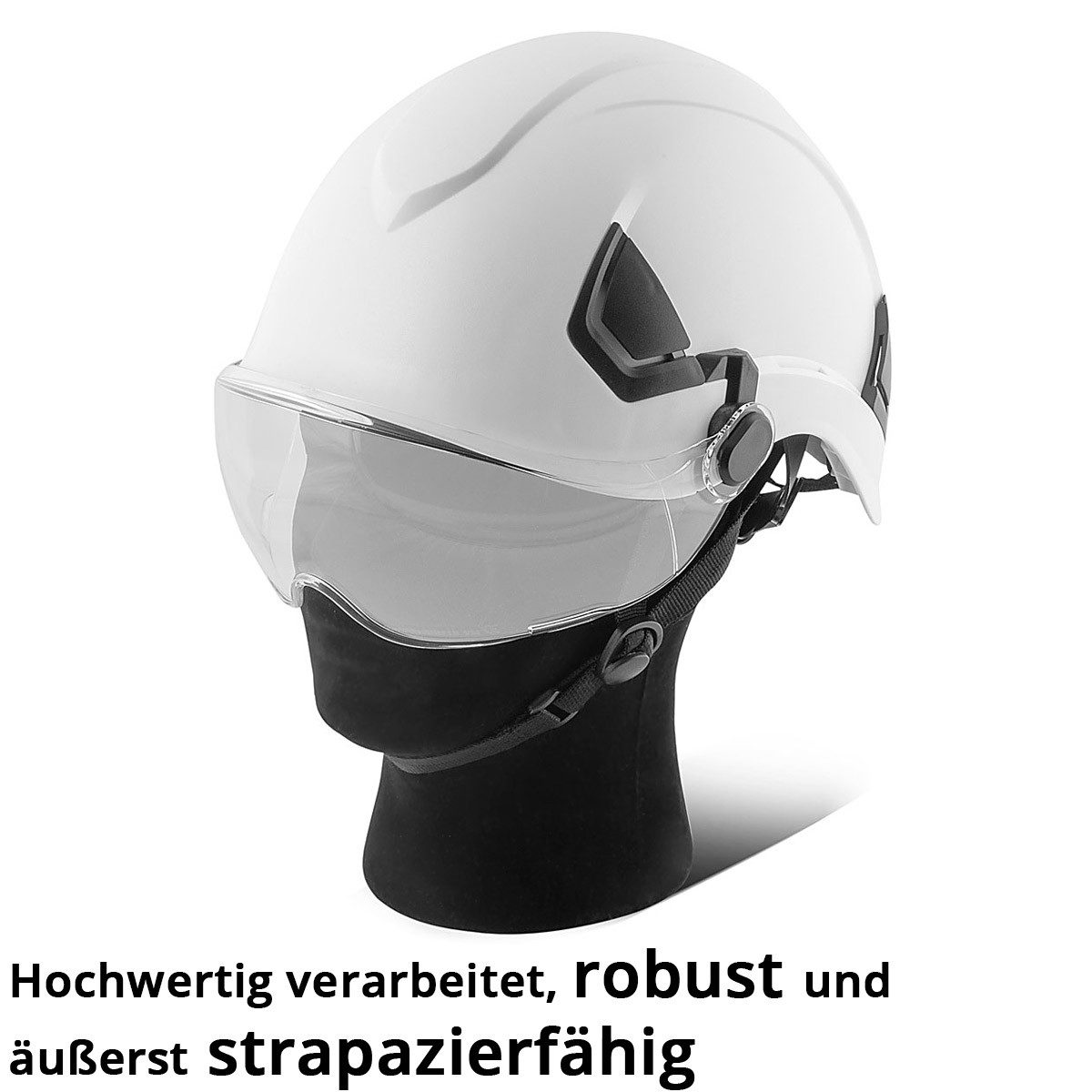 STAHLWERK Schutzhelm mit Visier EN397 EN166 Forsthelm Sicherheitshelm Augenschutz PSA (Packung, 1-tlg., Einzelartikel), integrierten Stirnpolster