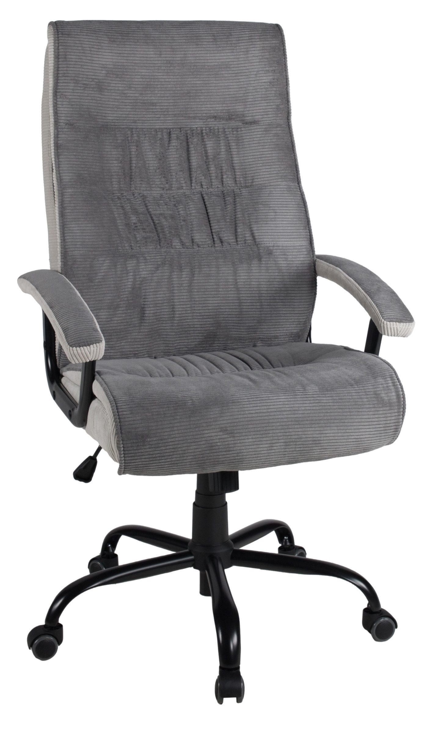 Duo Collection Chefsessel Darius, ergonomisch, Kordstoffbezug Dunkelgrau / Hellgrau - 75x113x75 (BxHxT)